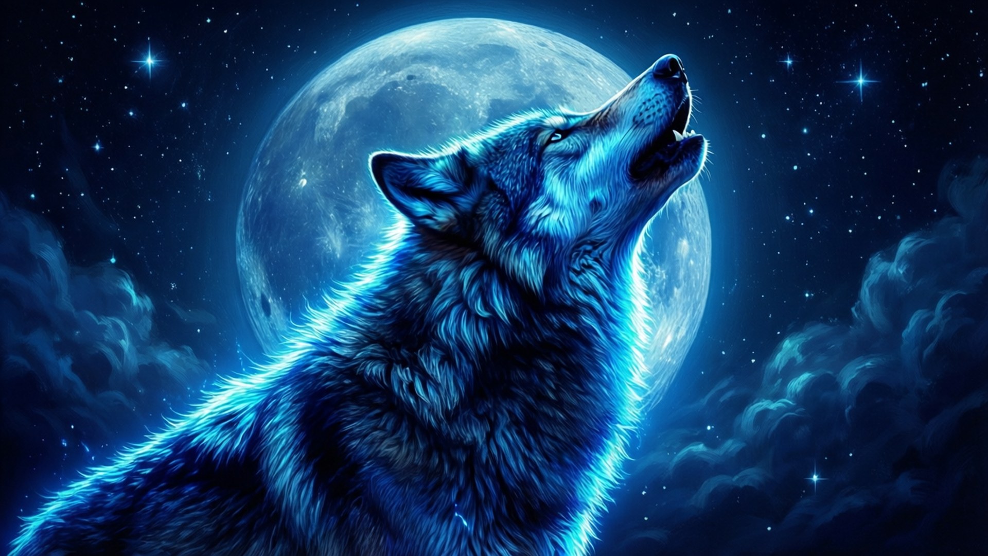 Lobo Azul Neón Fondos de pantalla