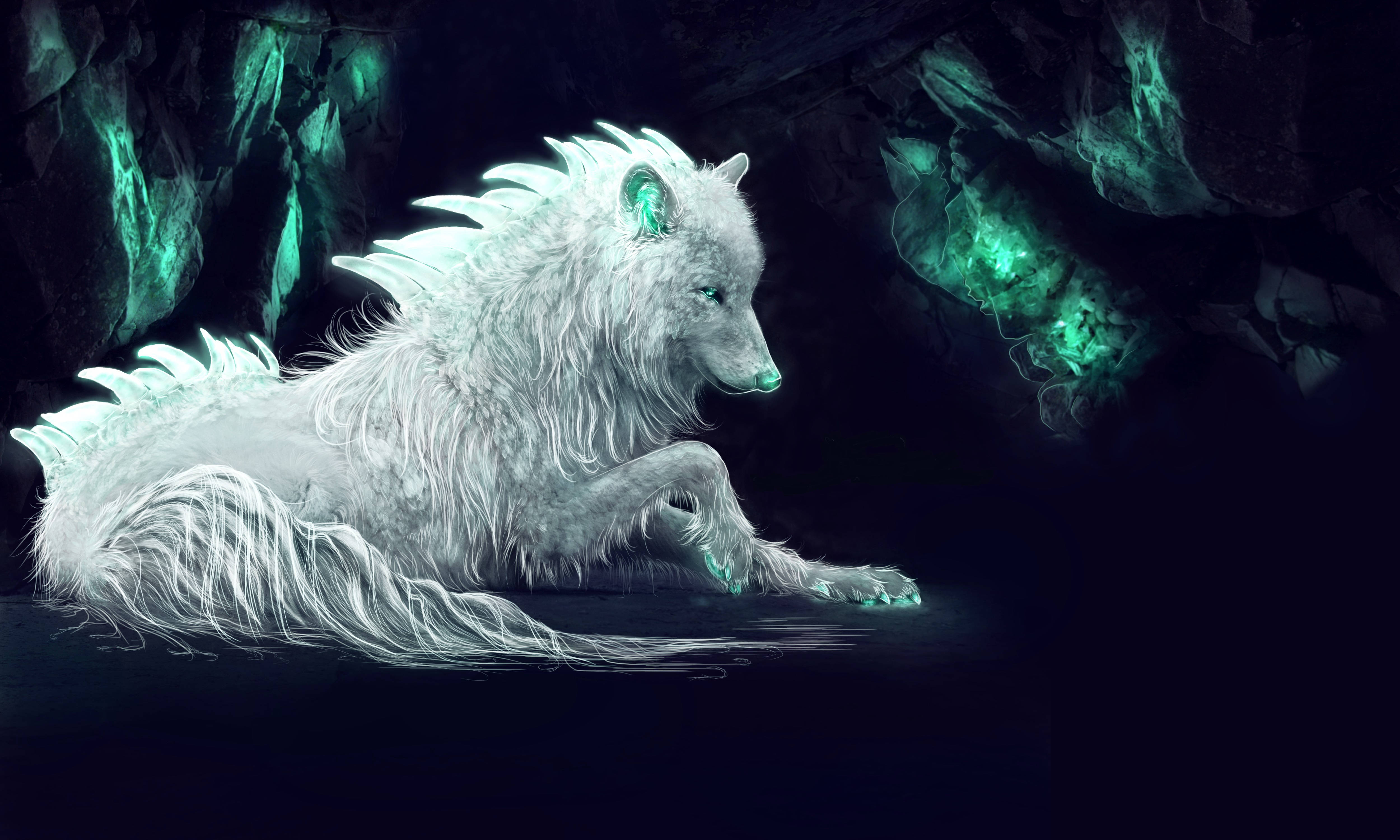 Lobo Blanco Galáctico Místico Fondos de pantalla