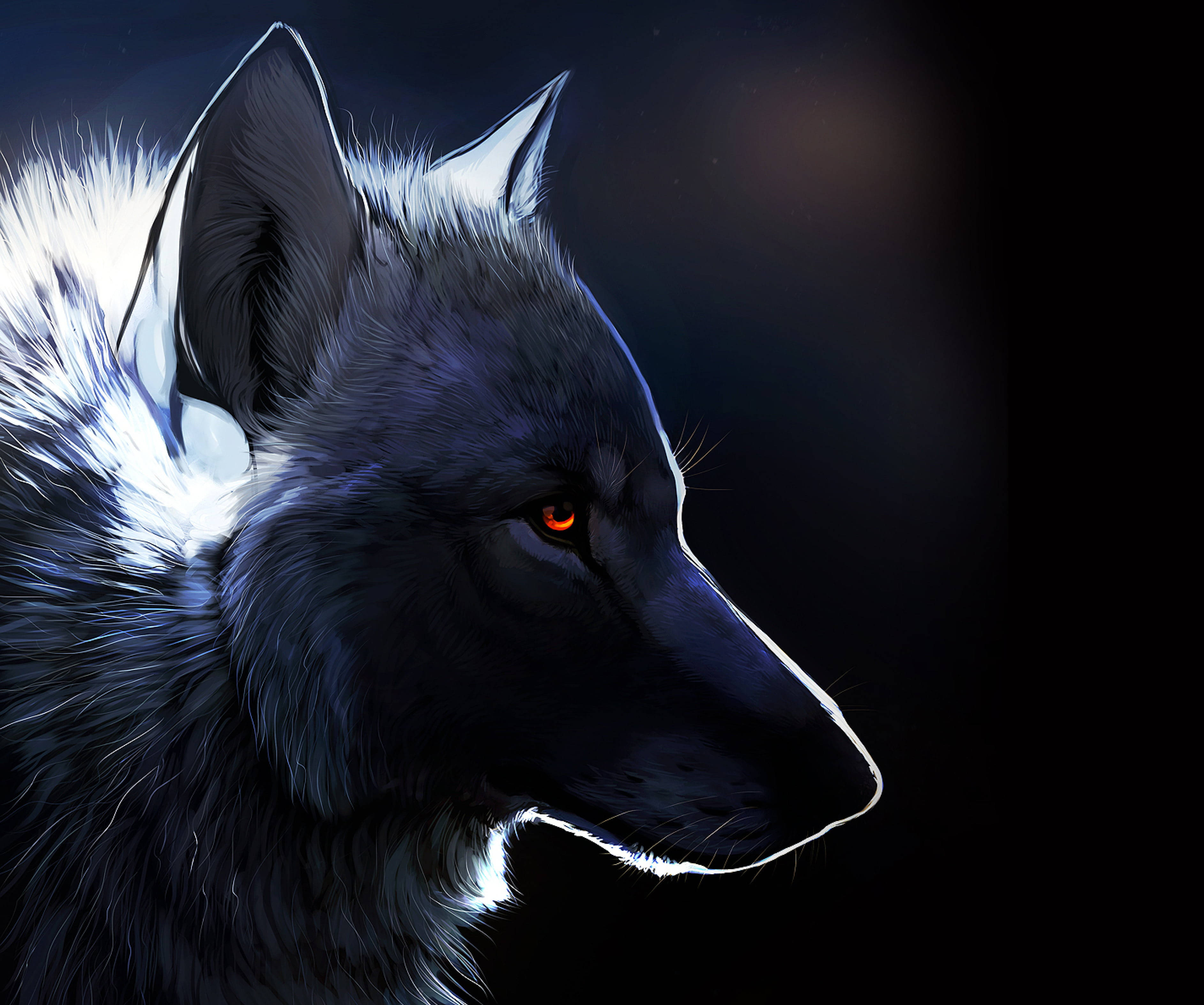 Lobo de anime con pelaje blanco y ojos rojos Fondos de pantalla
