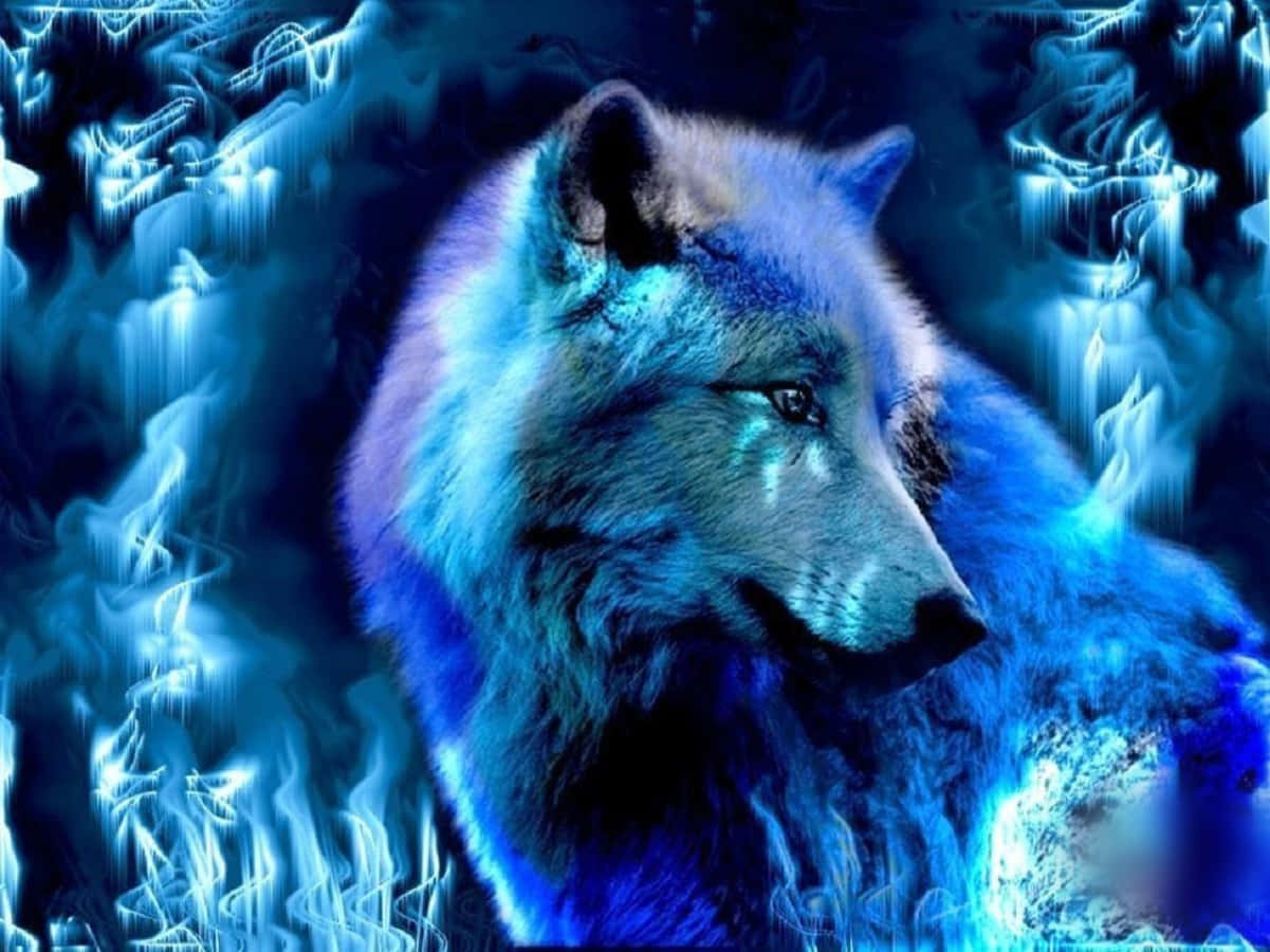 Lobo de Fuego Azul Mirando Hacia Atrás Fondos de pantalla