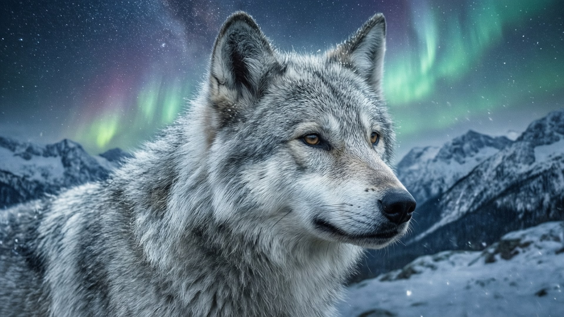 Lobo de Nieve Aurora Fondos de pantalla
