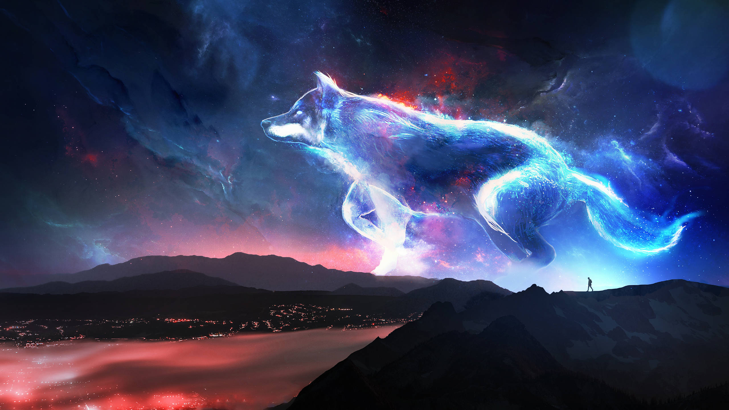 Lobo Galáctico en Cielos de Nebulosa Fondos de pantalla