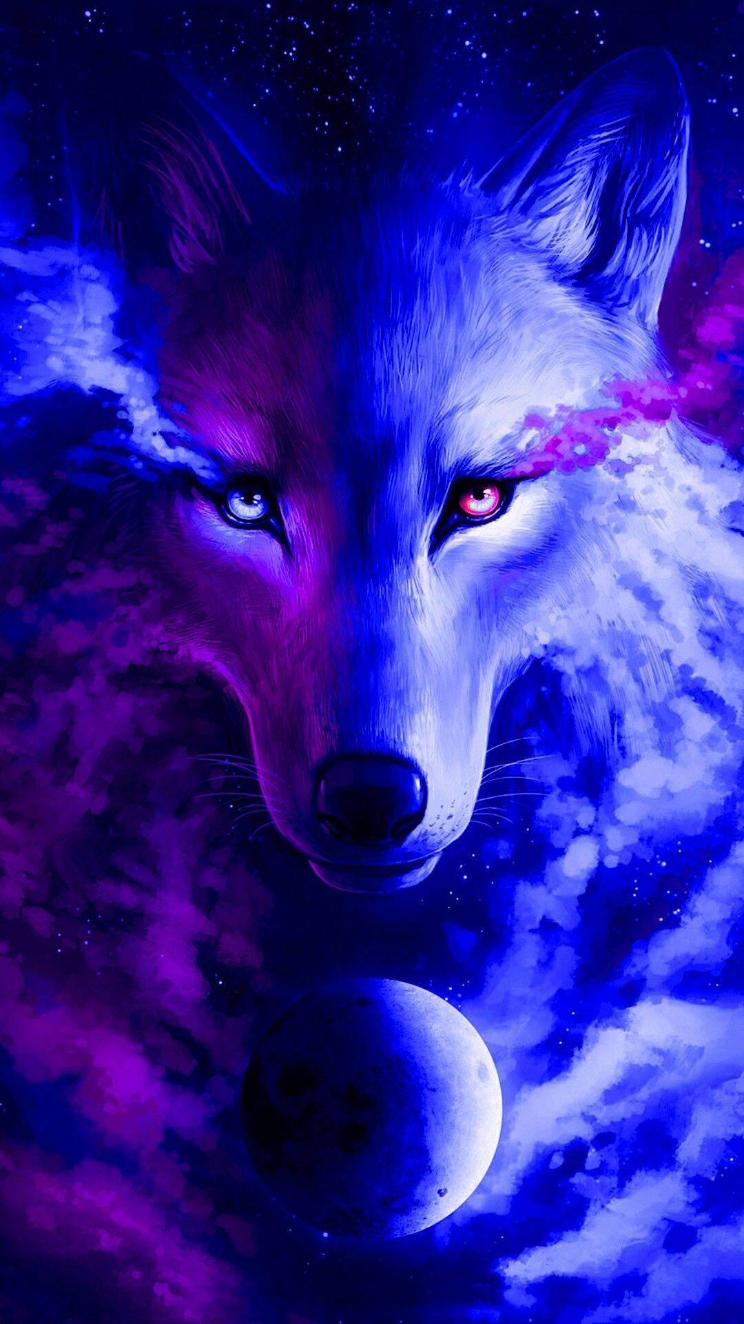 Lobo Galáctico Estético y Luna Fondos de pantalla