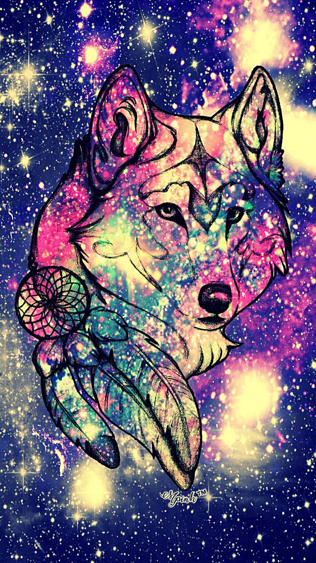 Lobo Galáctico Majestuoso - Sumérgete en el Esplendor Místico Fondos de pantalla