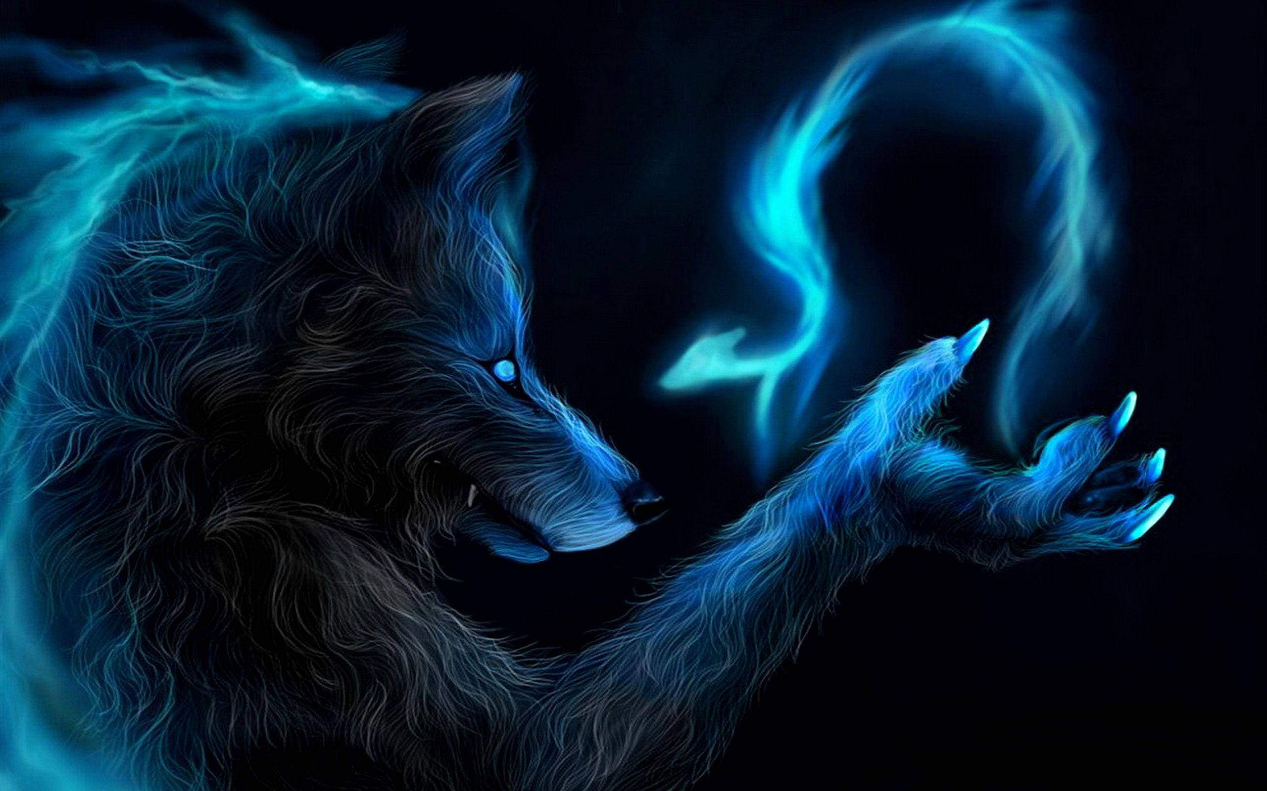Lobo Galaxia Azul Fantasía Fondos de pantalla