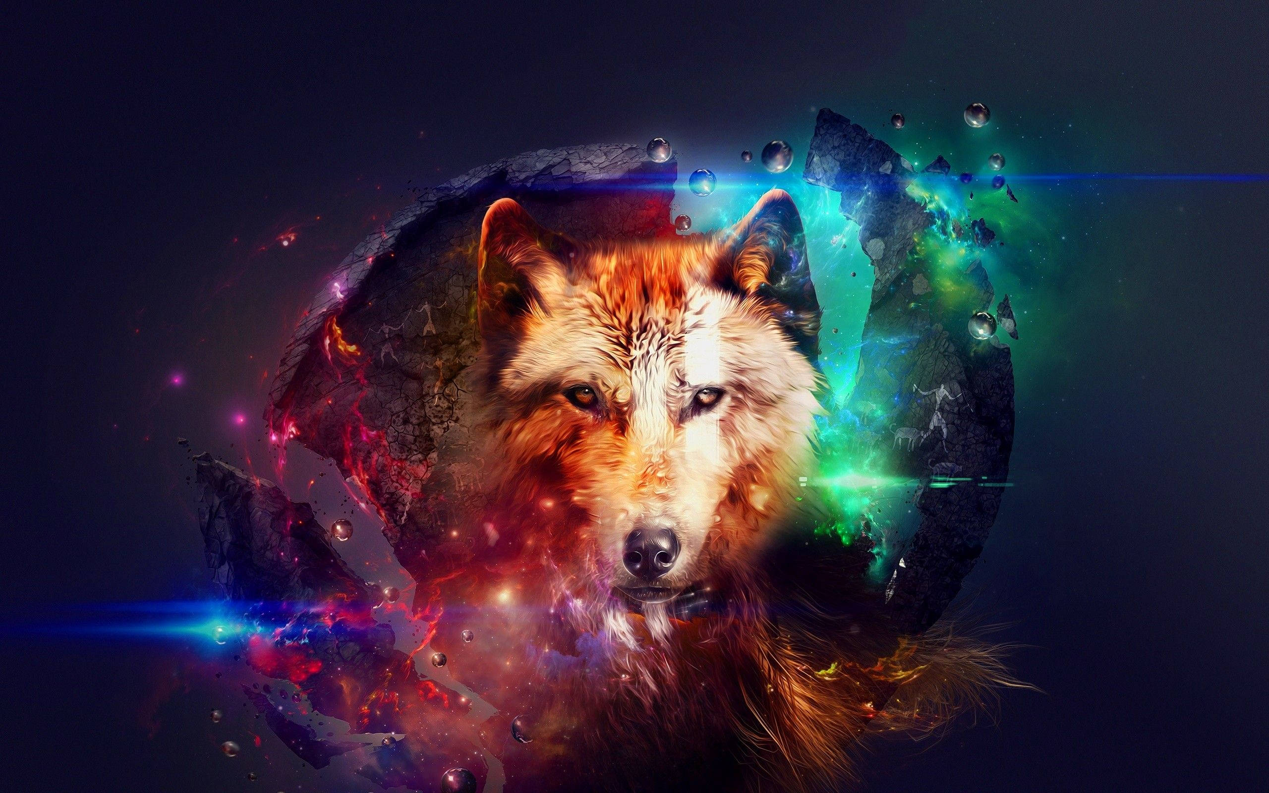 Lobo Galaxia Caoba Estético Fondos de pantalla