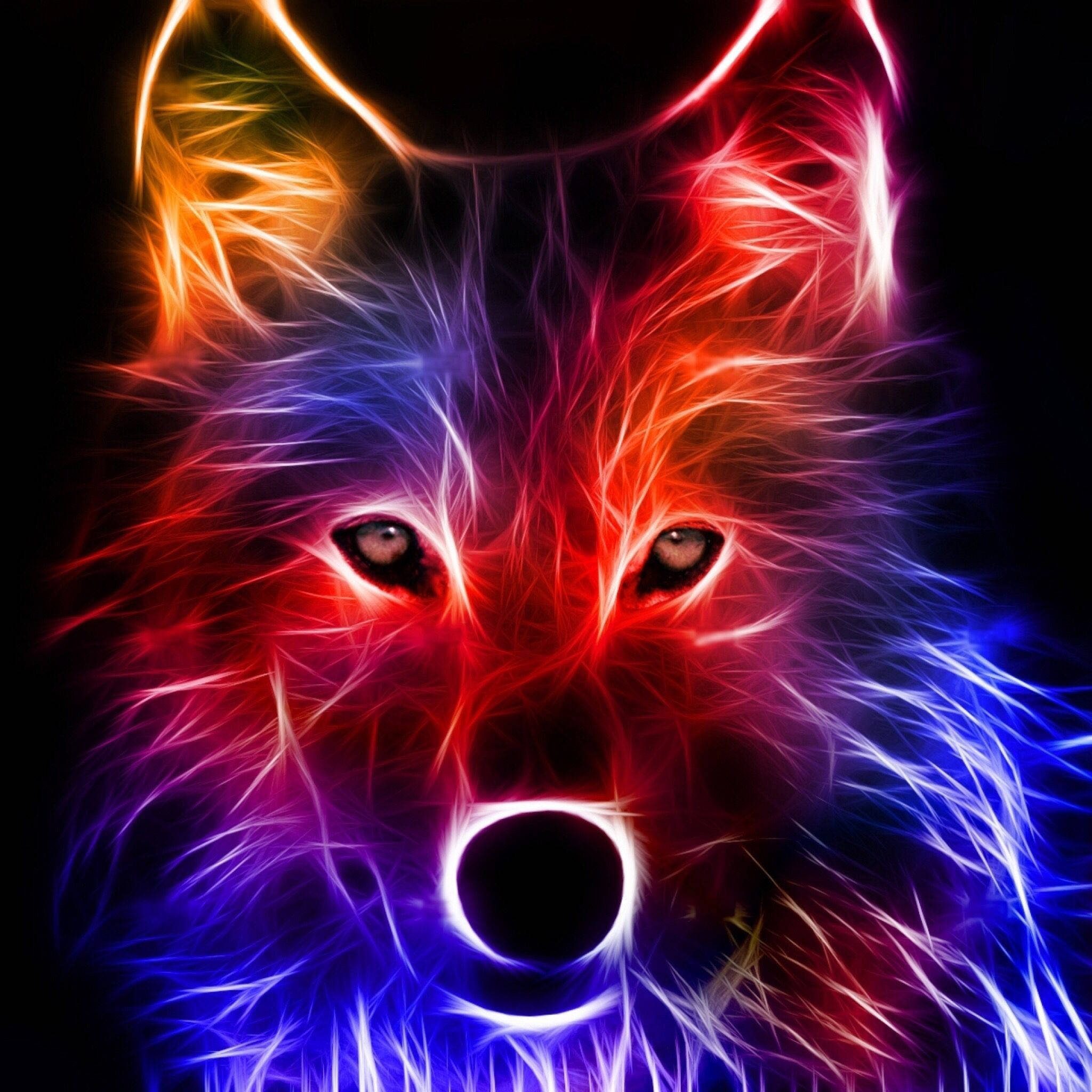 Lobo Galaxia Neón Brillante Fondos de pantalla