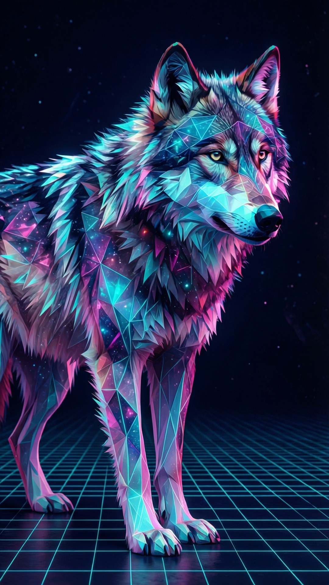 Lobo Geométrico Neón Fondos de pantalla