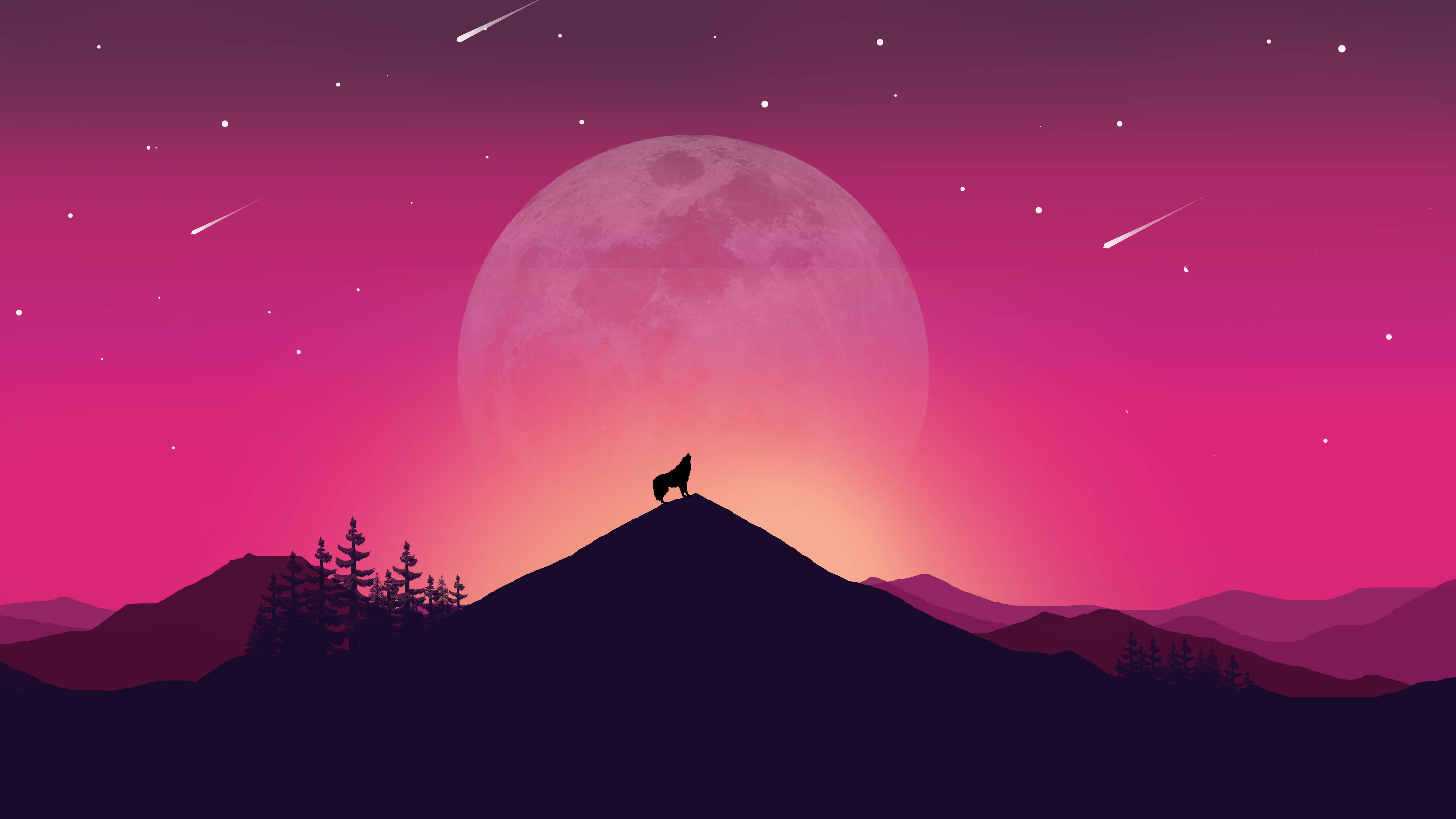 Lobo Vector Rosa 4K Ultra HD Fondos de pantalla