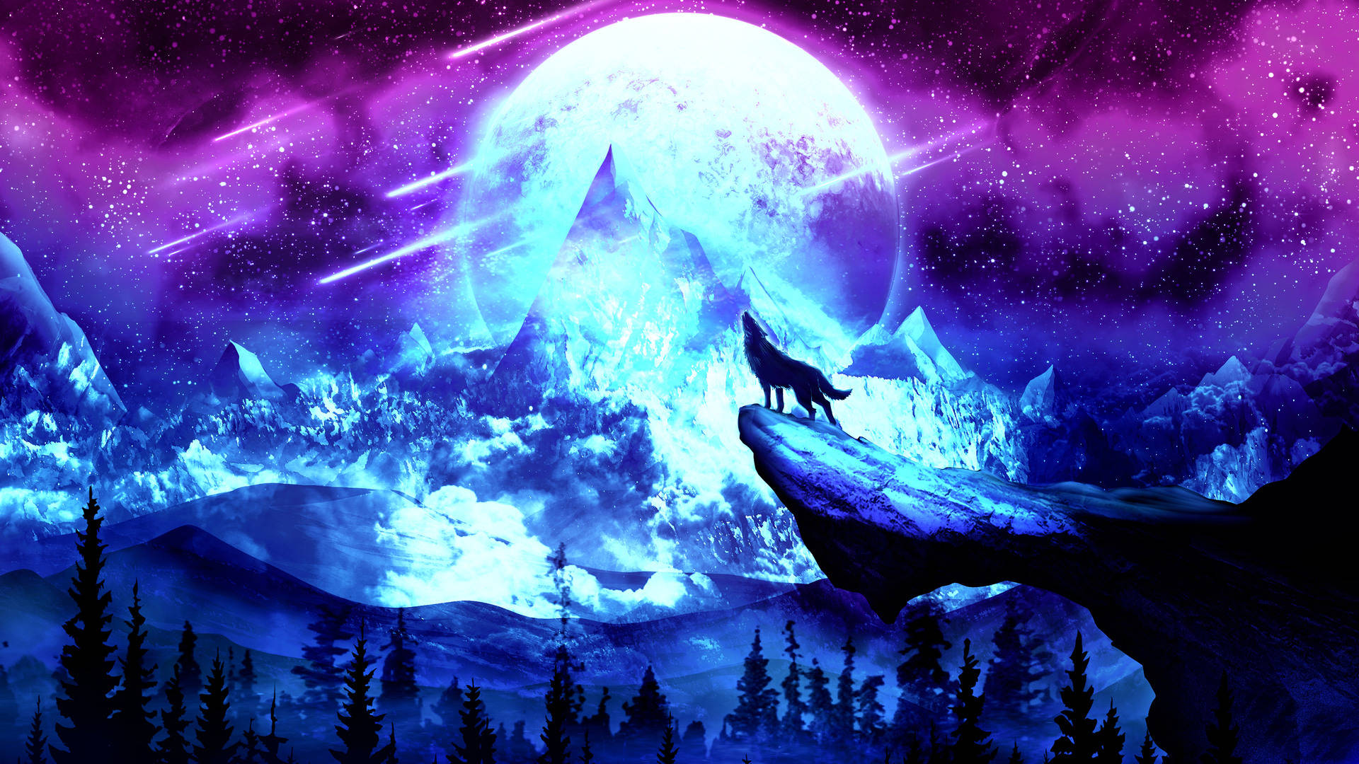 Lobo y Luna Galáctica Fondos de pantalla