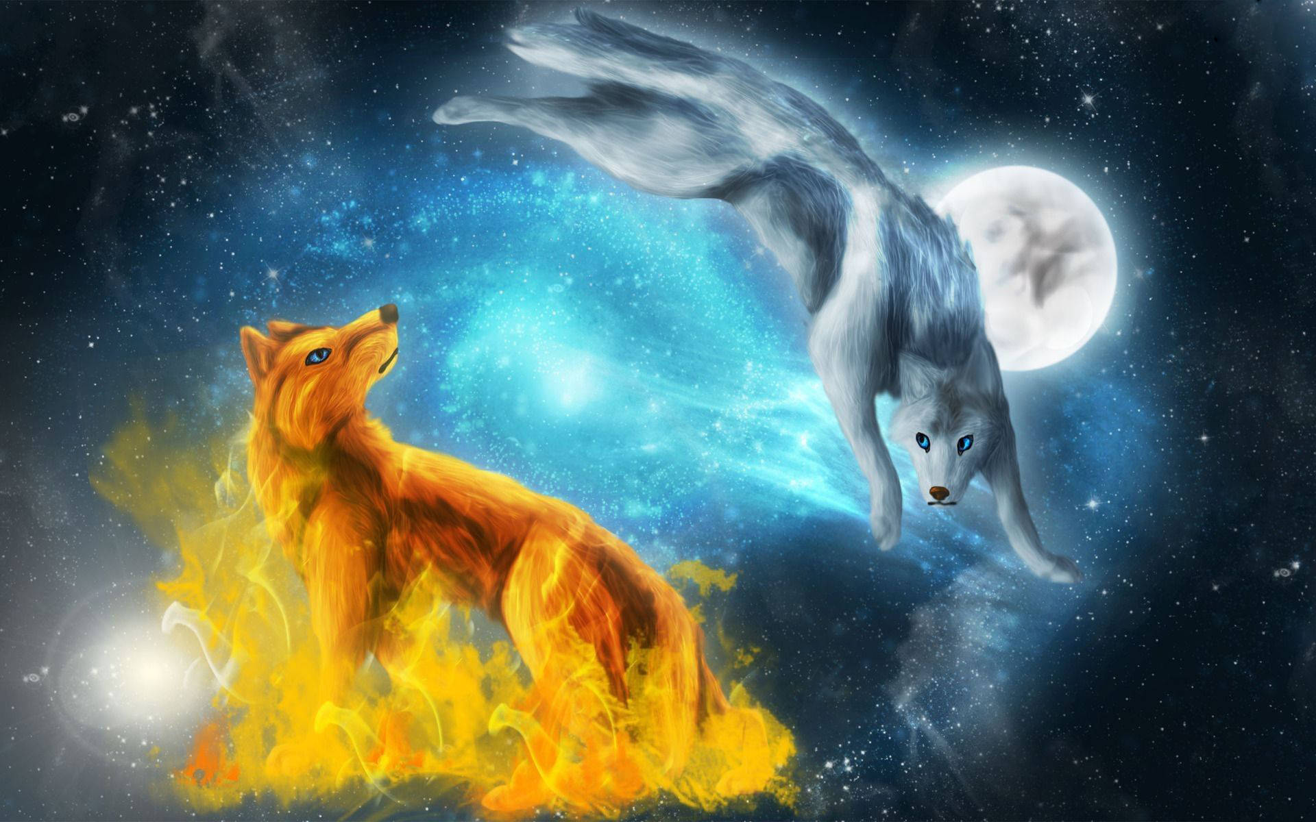 Lobos Galácticos de Fuego y Agua Fondos de pantalla