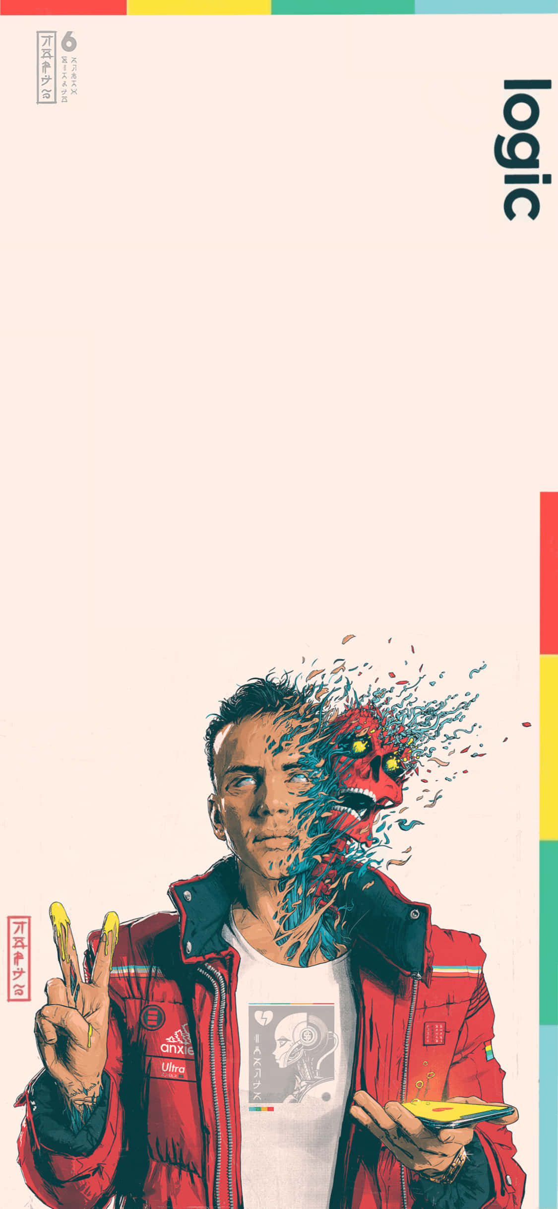 logic - un hombre con chaqueta roja haciendo la señal de paz Fondos de pantalla