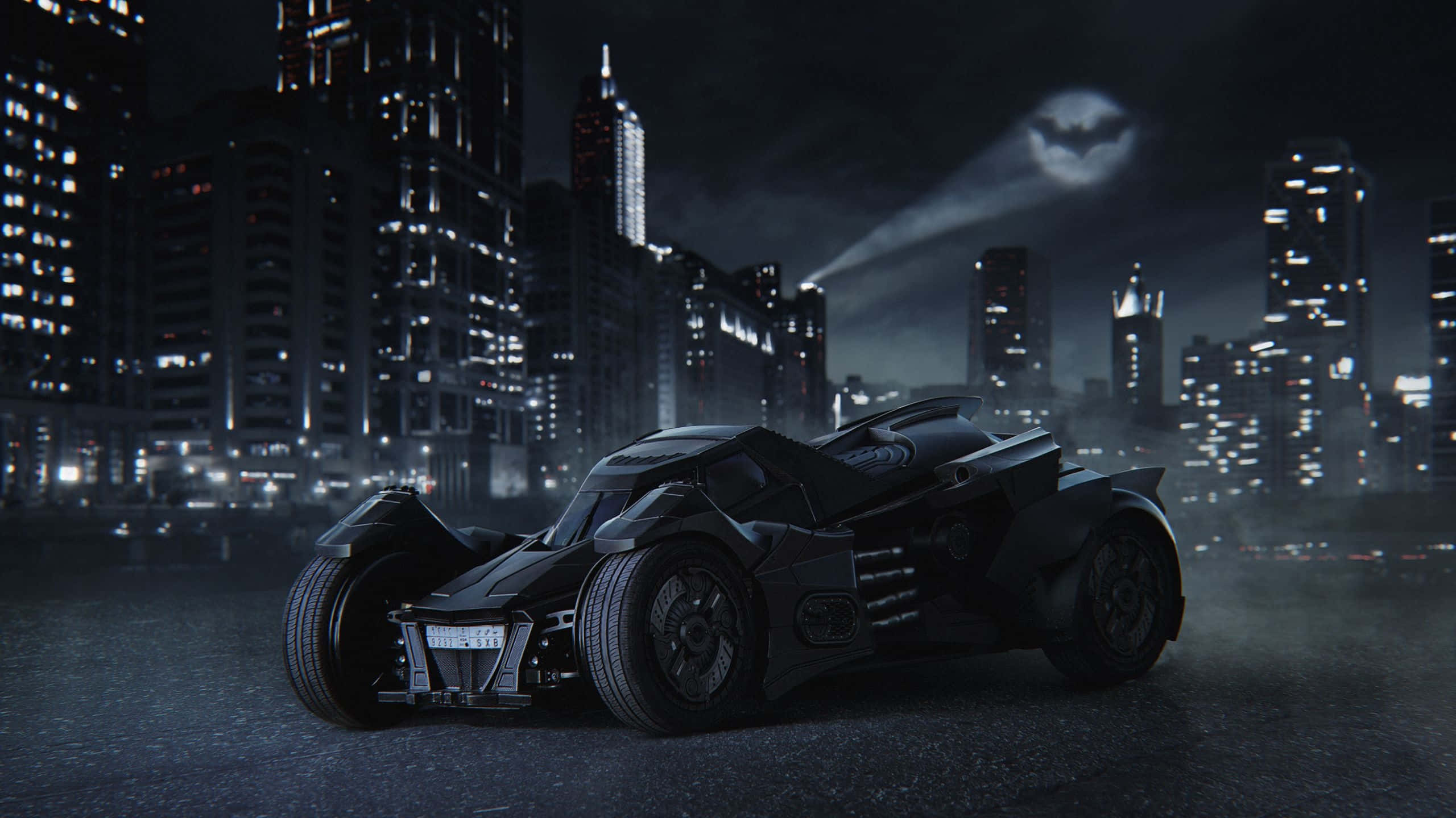 Logo de Batman y Coche Monstruo en el Cielo Fondos de pantalla