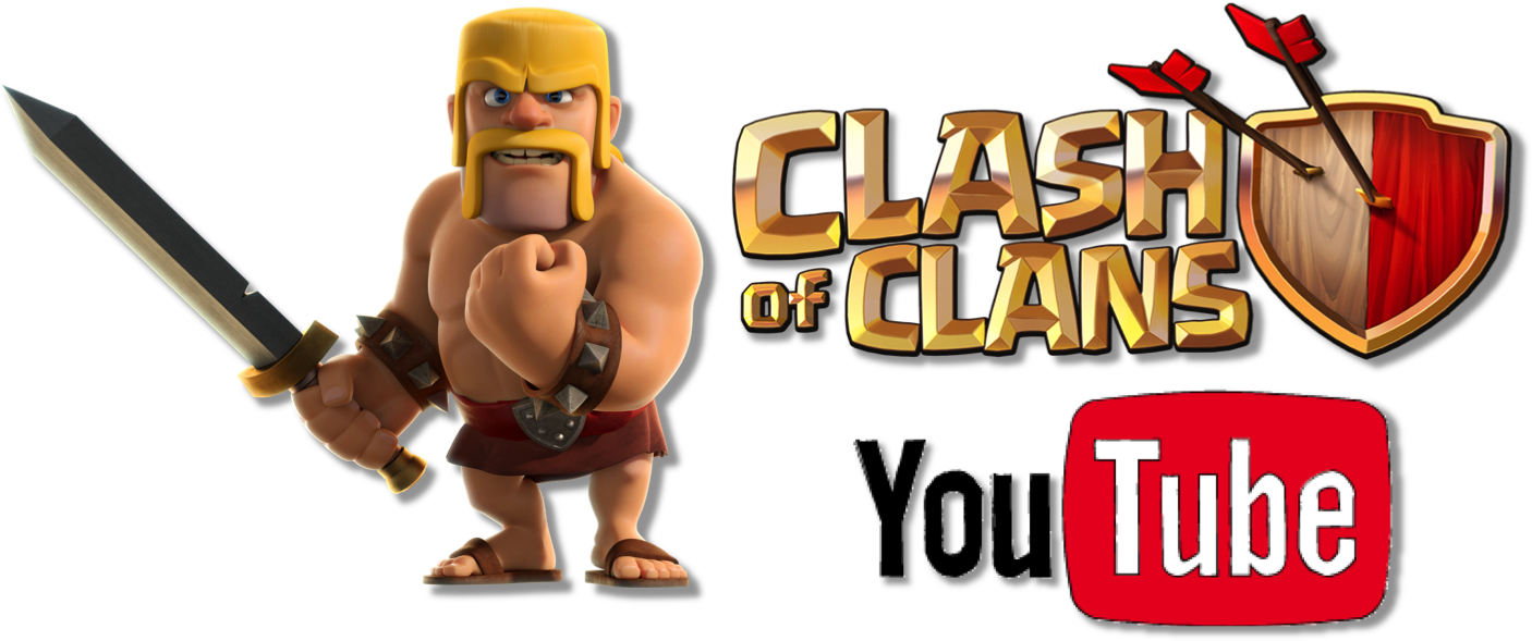 Logo de Clash of Clans con personaje e ícono de YouTube Fondos de pantalla