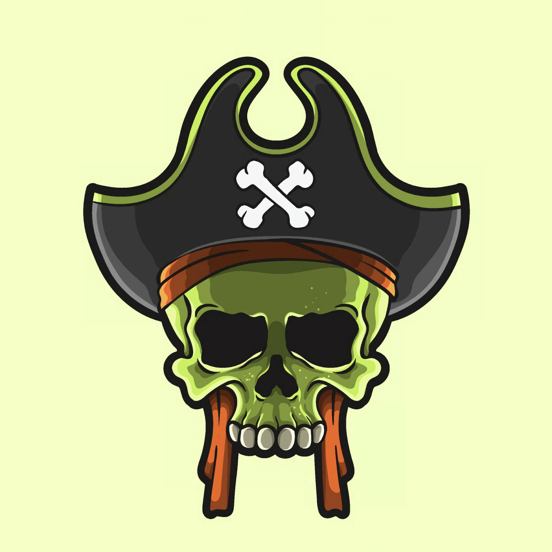 Fondo de pantalla de Logo de Cráneo Pirata Verde