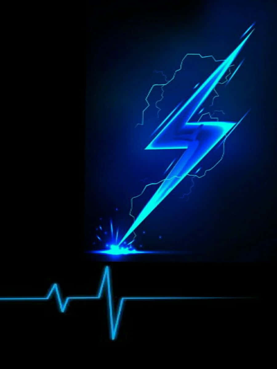 Logo electrizante de rayo azul neón y ritmo cardíaco Fondos de pantalla