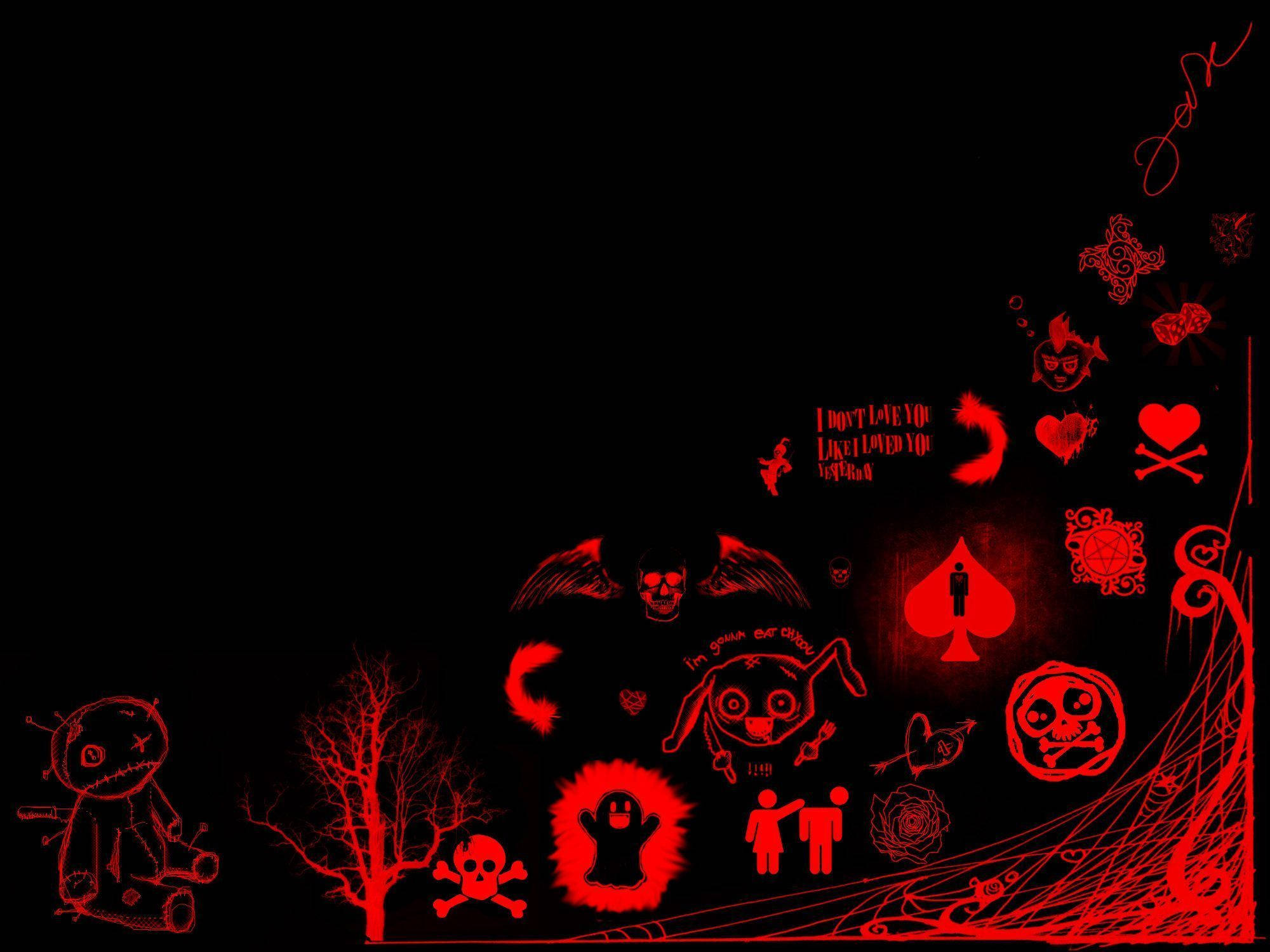 Logos y símbolos lindos en rojo oscuro Fondos de pantalla
