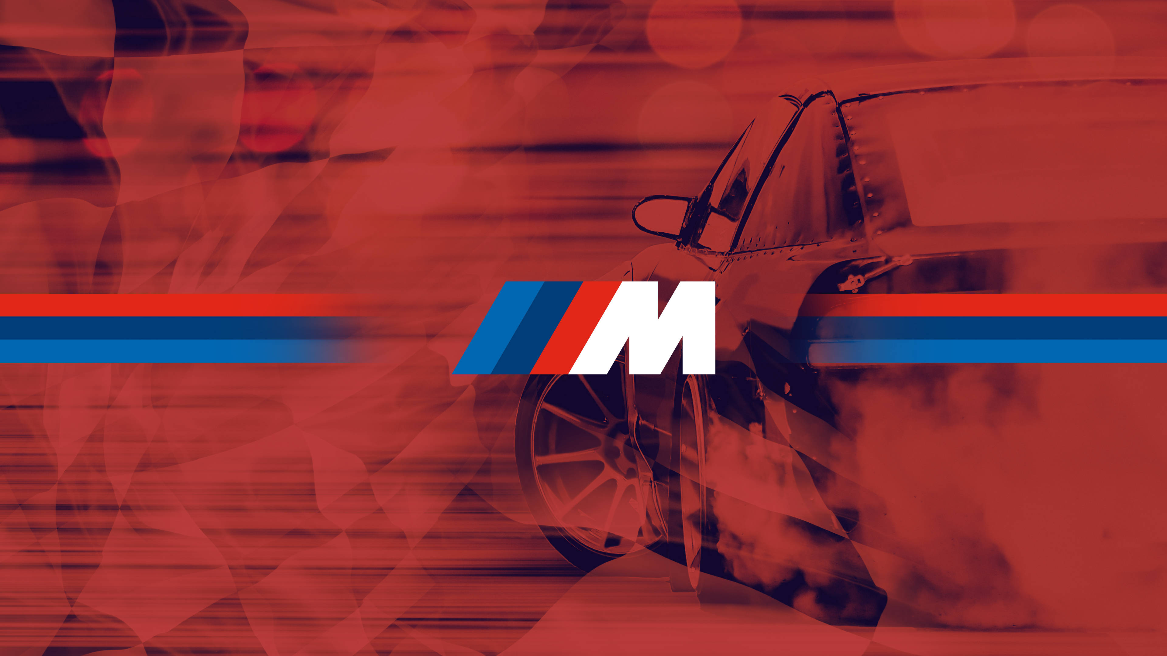 Logotipo BMW M en auto rojo con humo Fondos de pantalla