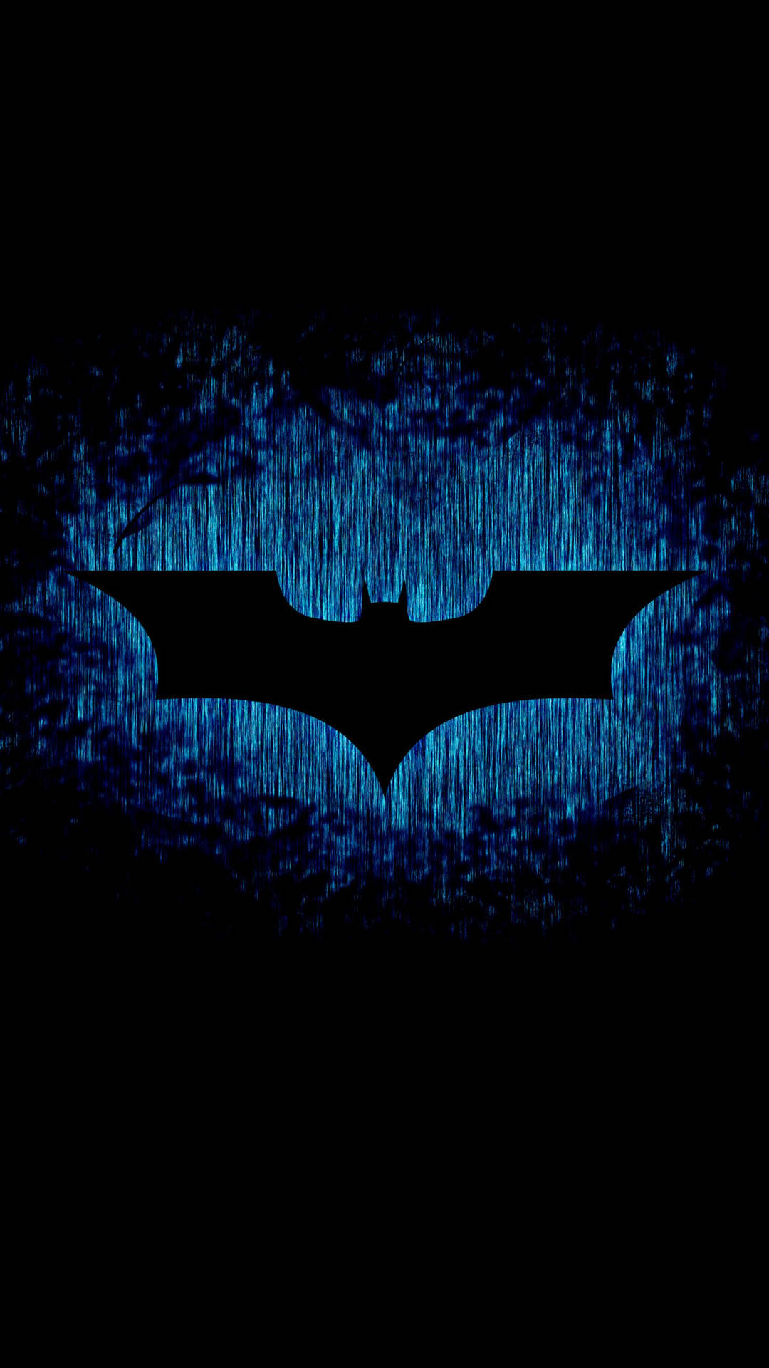 Fondo de pantalla del logotipo de Batman con resplandor azul