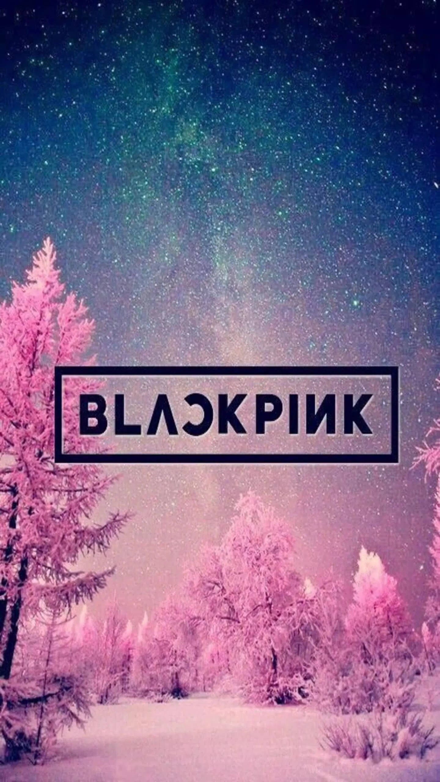Logotipo de Blackpink sobre bosque nevado rosa Fondos de pantalla