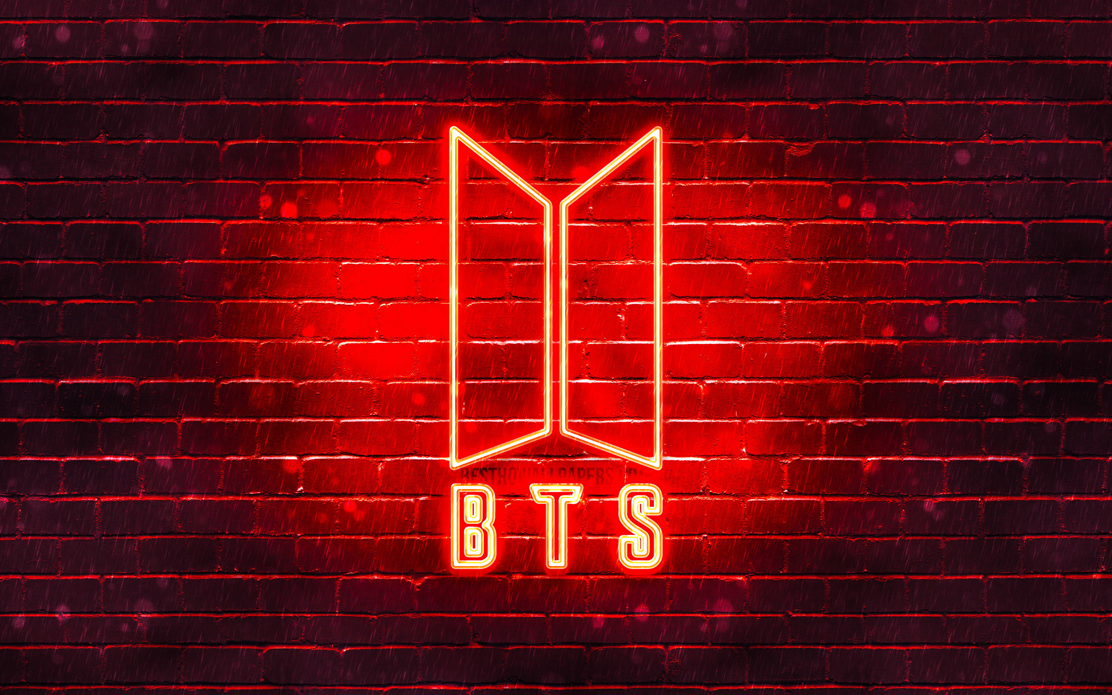 Logotipo de BTS en neón rojo Fondos de pantalla