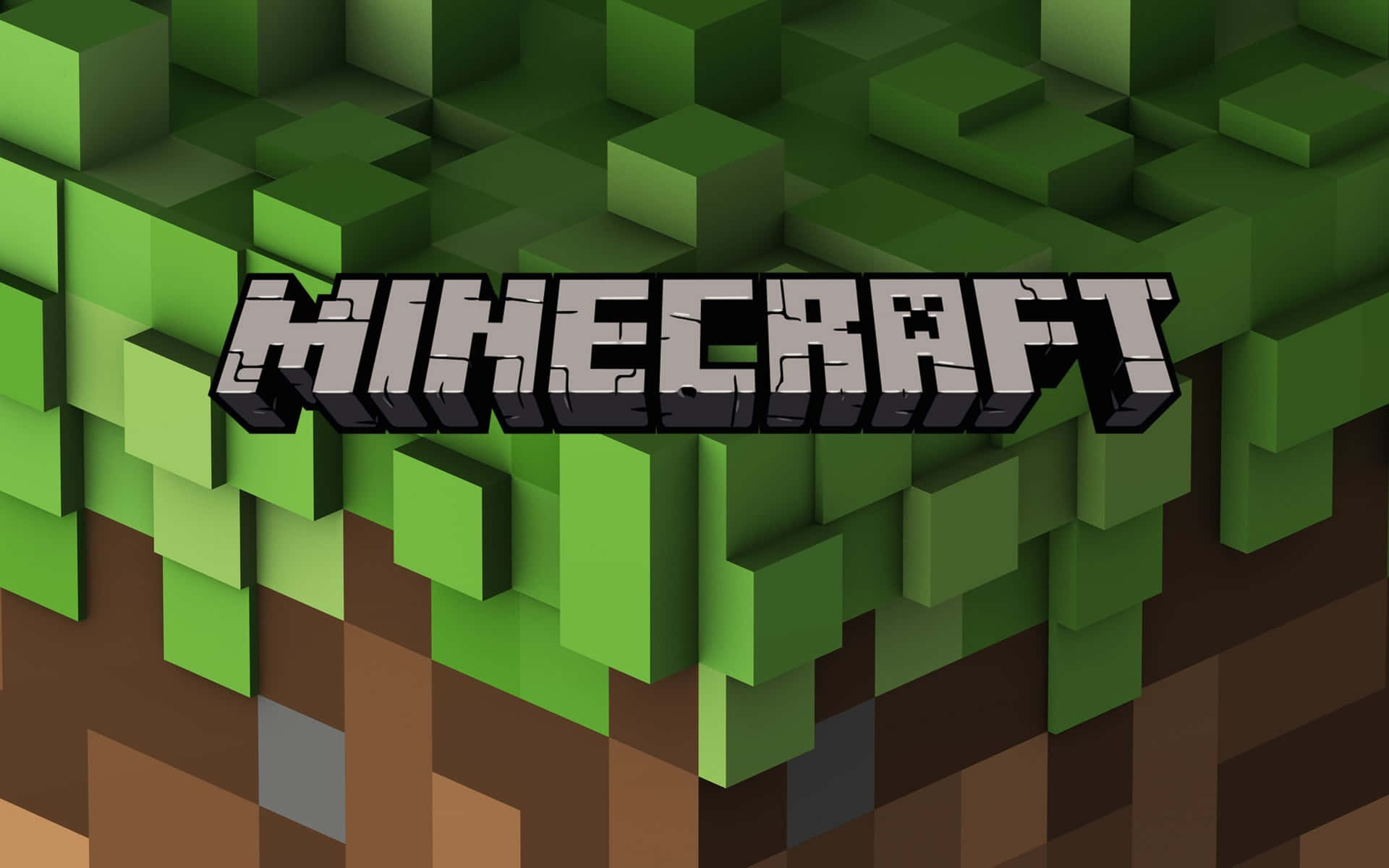 Logotipo de Minecraft sobre pasto pixelado Fondos de pantalla
