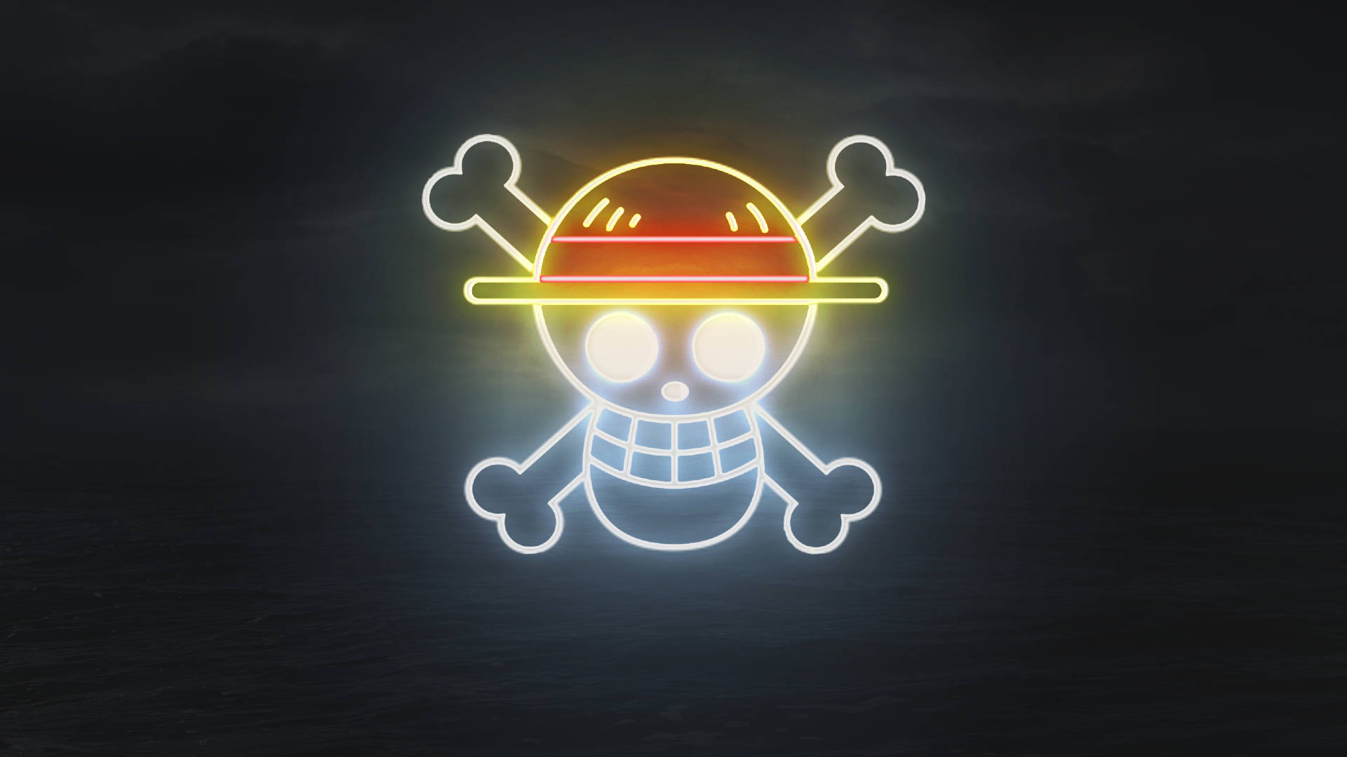 Fondo de pantalla del logotipo de One Piece en luz neón 4K
