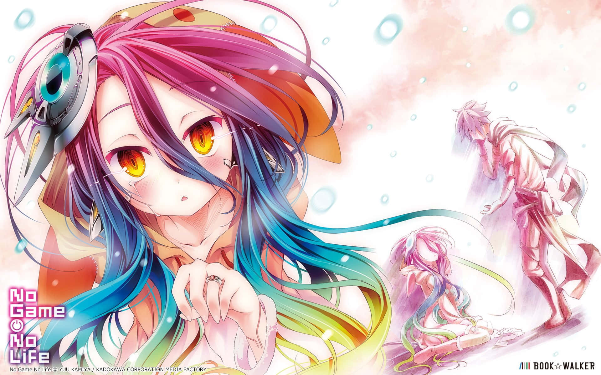 Los hermanastros Sora y Shiro aceptan cualquier juego que se les presente en la surrealista serie de anime No Game No Life. Fondos de pantalla