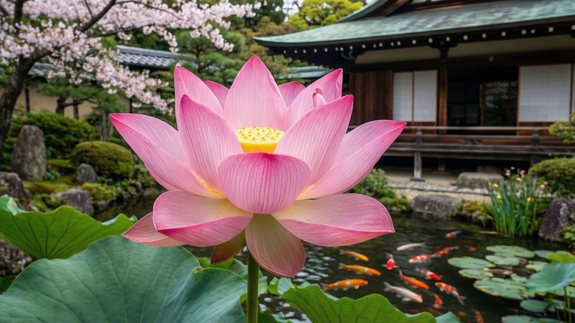 Loto en jardín japonés Fondos de pantalla