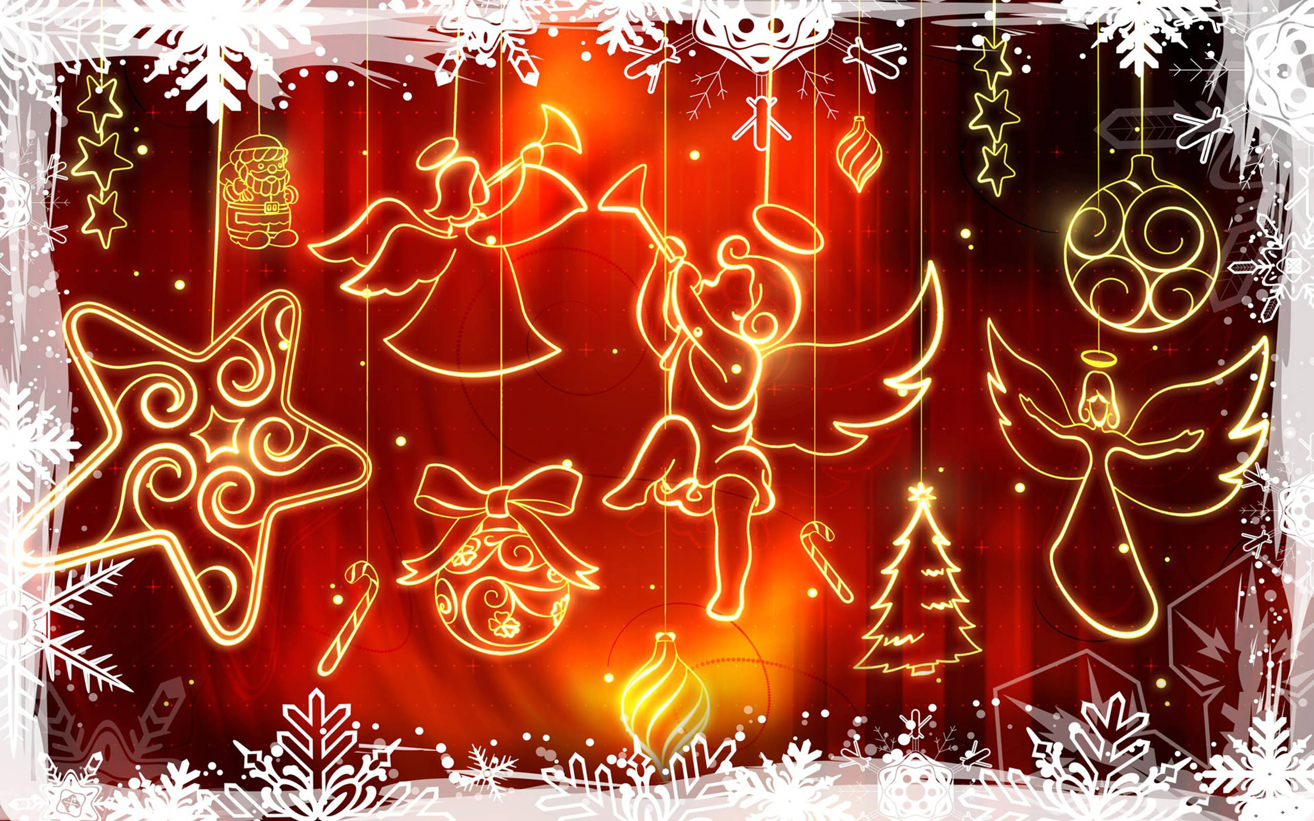 Luces de ángeles y adornos navideños Fondos de pantalla