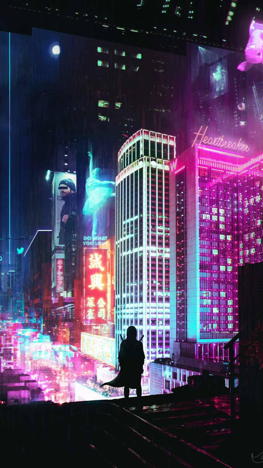 Luces de Neón de Ciudad Cyberpunk iPhone X Fondos de pantalla