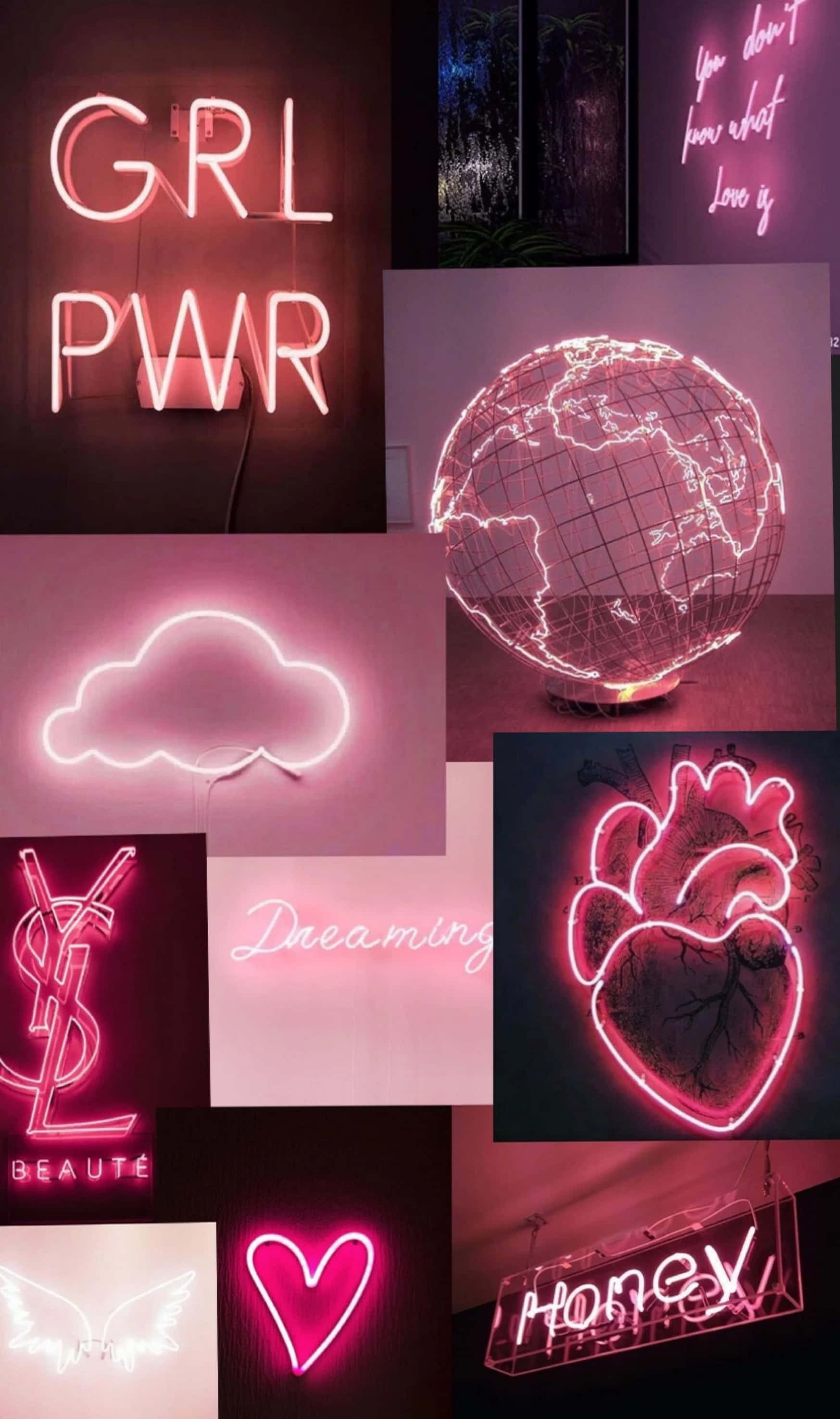 Luces de neón que crean una atmósfera hermosa y emocionante de color rosa. Fondos de pantalla