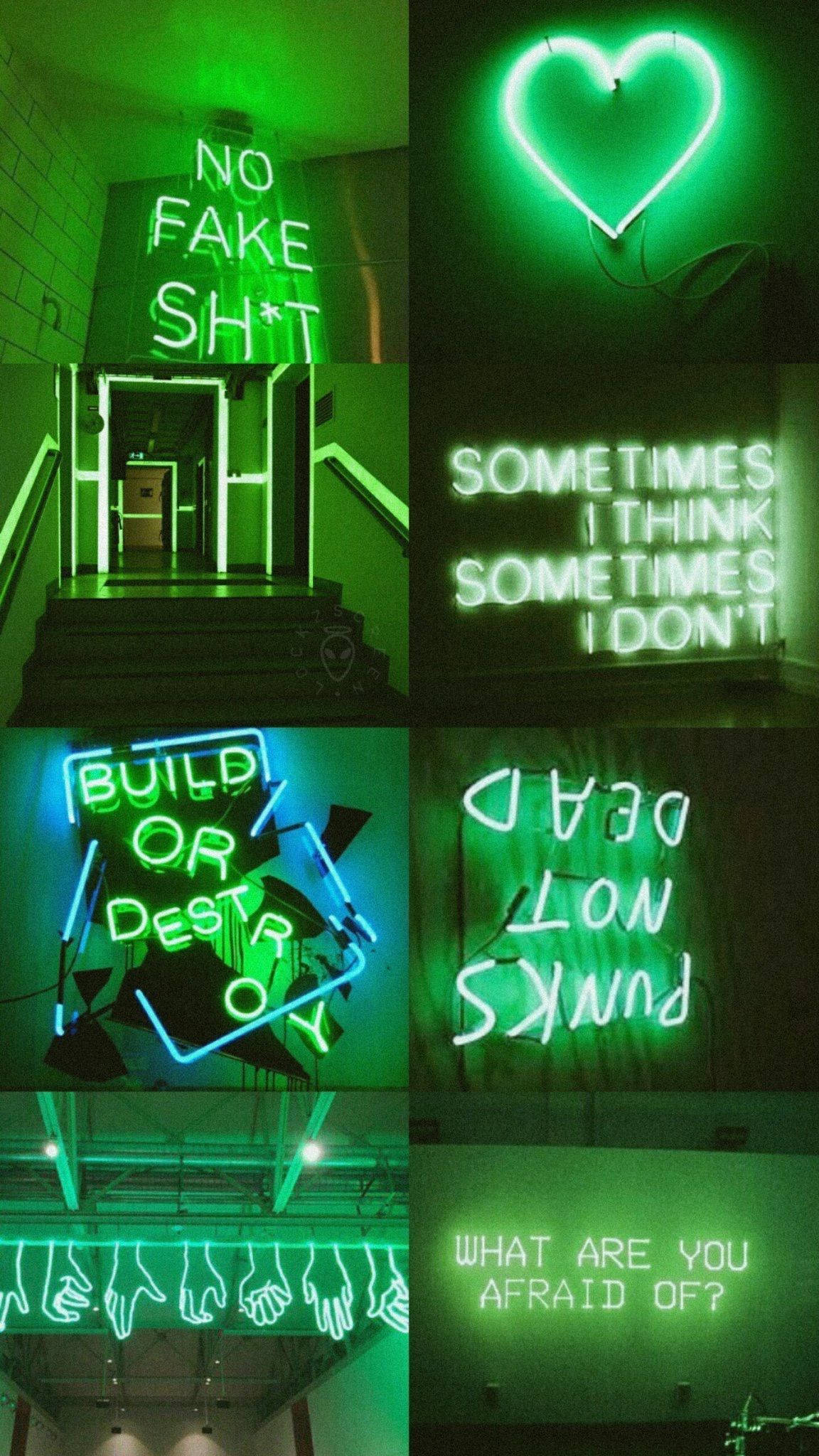 Luces de neón verde pastel Fondos de pantalla