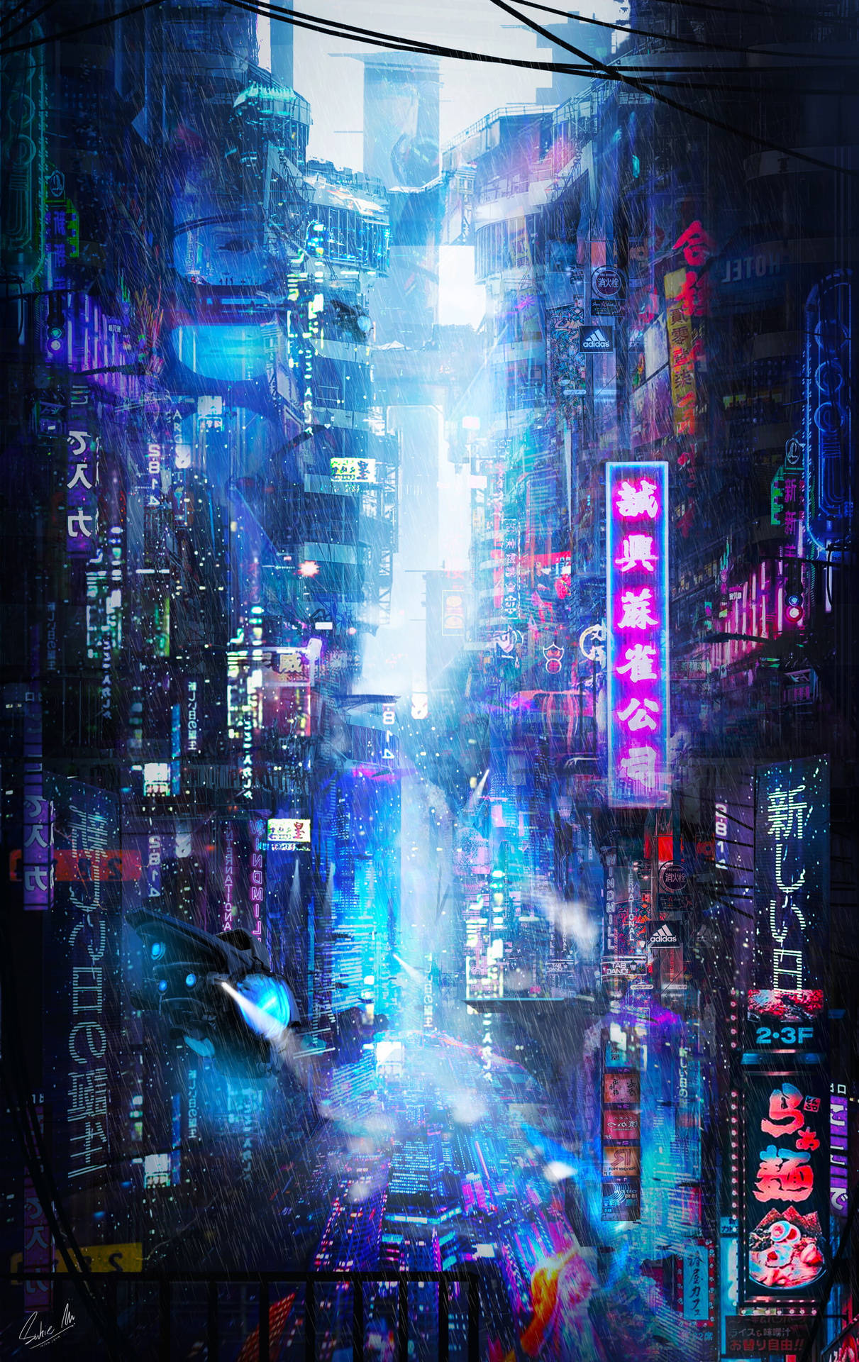 Luces de neón y hermosa lluvia Fondos de pantalla
