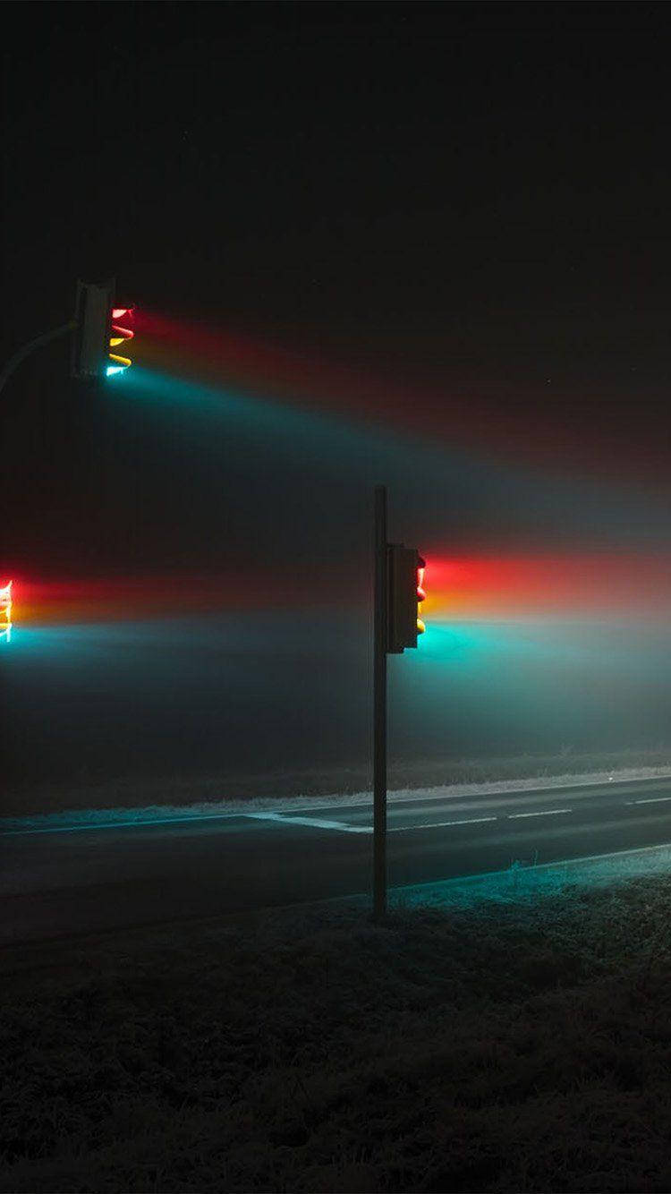 Luces de Tráfico en Exposición Larga Modo Oscuro Fondos de pantalla