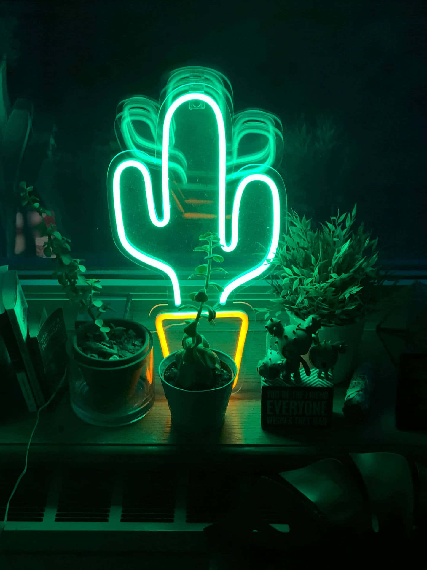 Luces LED verdes con forma de cactus Fondos de pantalla