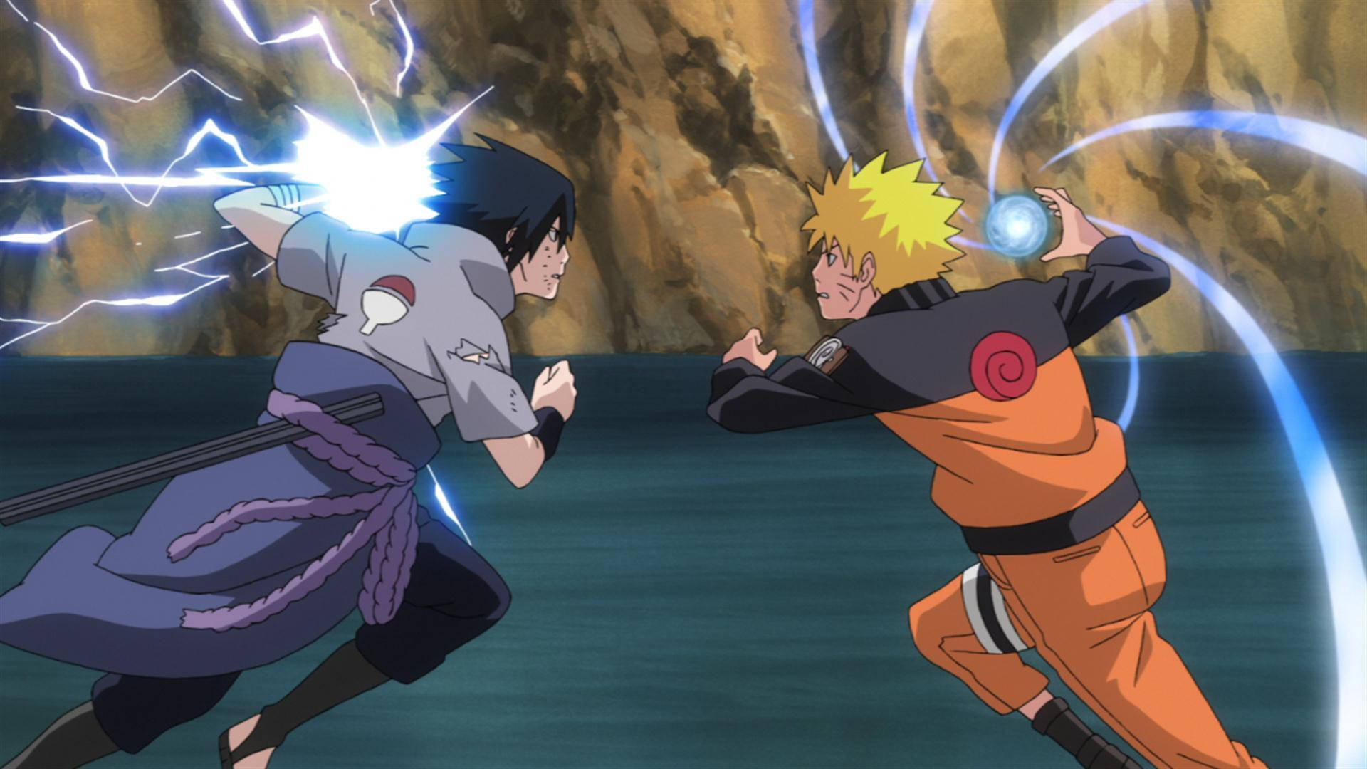 Lucha de Naruto y Sasuke en el Valle Fondos de pantalla