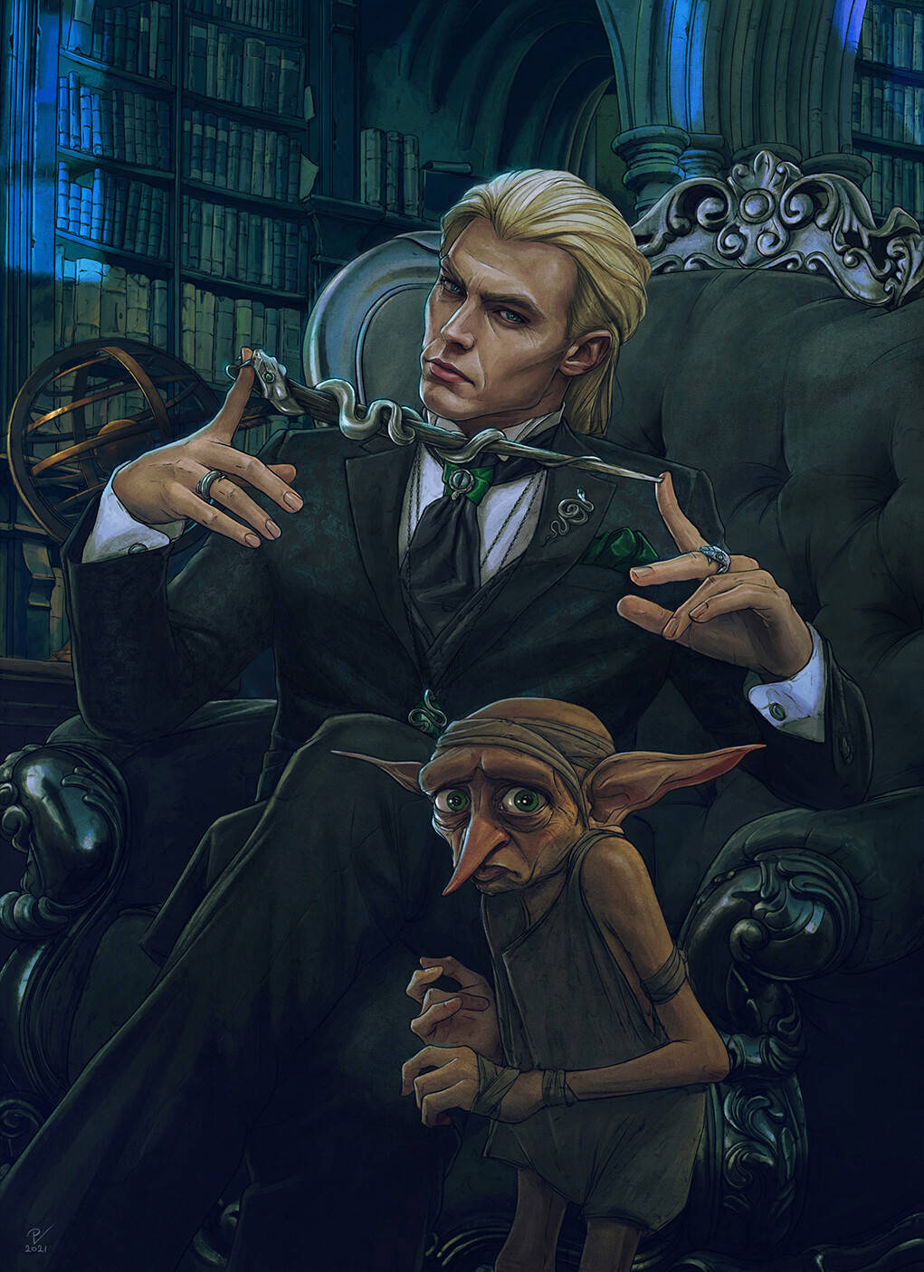 Lucius Malfoy y el elfo esclavo Dobby Fondos de pantalla