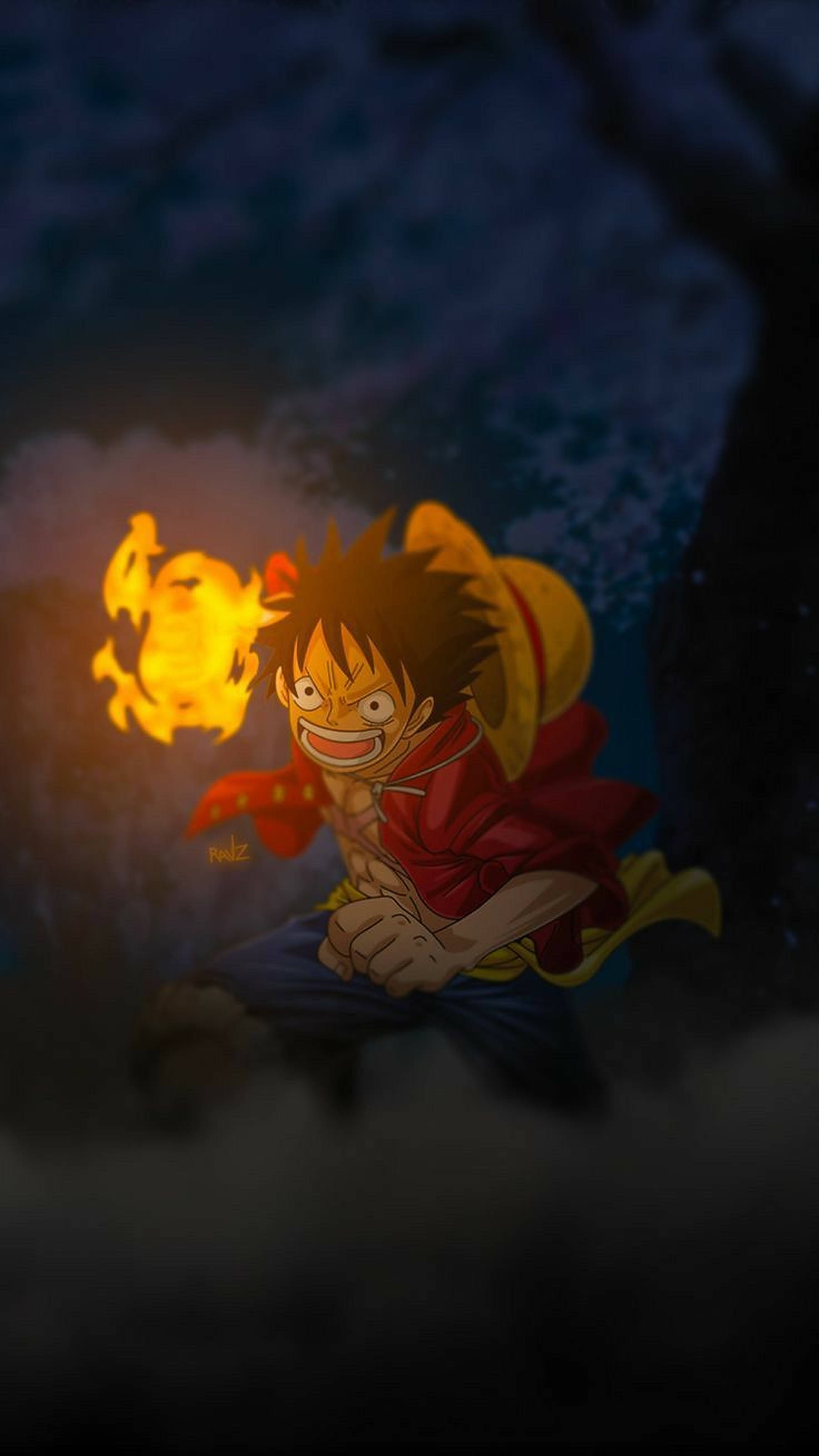 Luffy con Fuego One Piece para iPhone Fondos de pantalla