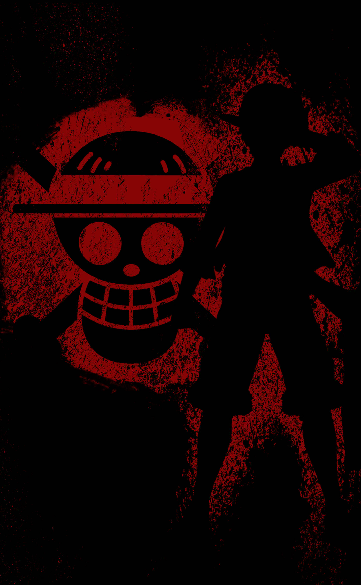 Luffy Fondo Negro con Pintura en Spray Roja Fondos de pantalla