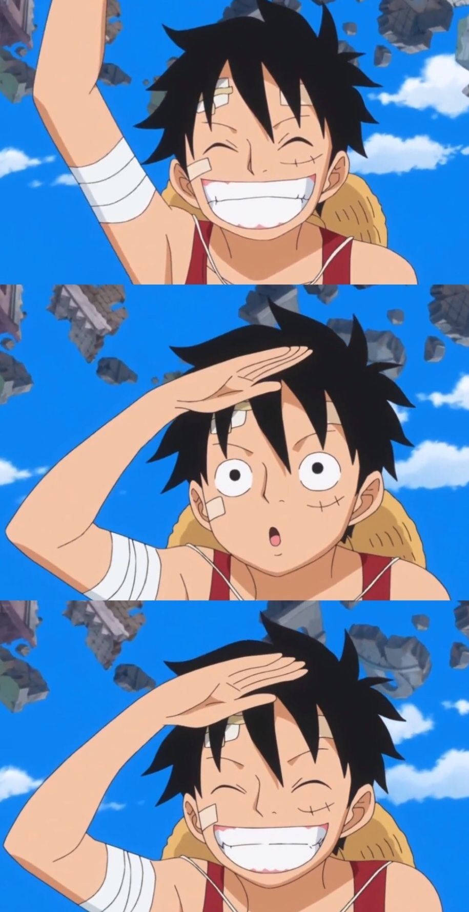 Luffy sonríe con la mano en la frente Fondos de pantalla