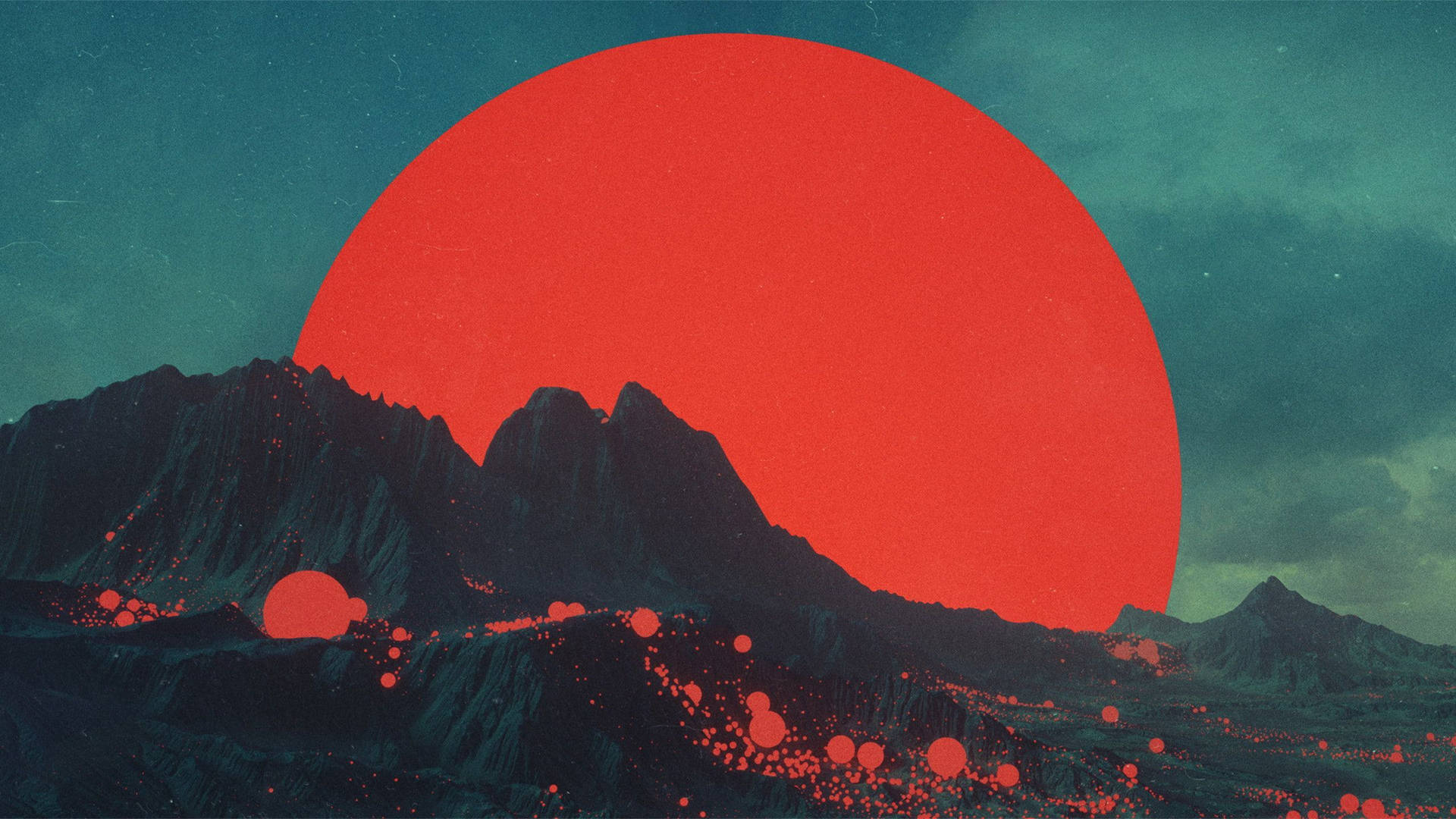 Luna 4K Estética Roja Sobre Montañas Fondos de pantalla