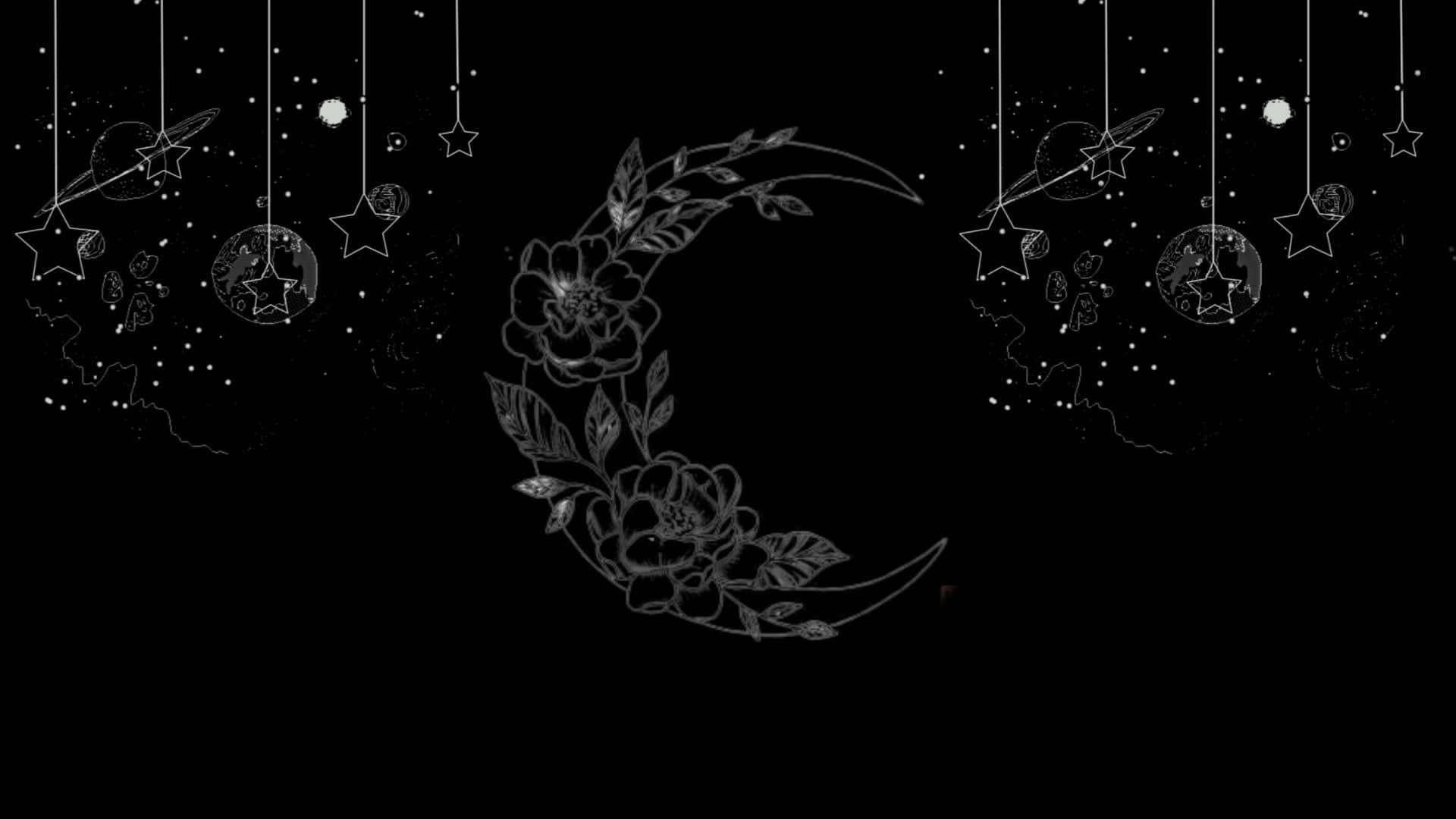 Luna Creciente Oscura y Floral Fondos de pantalla