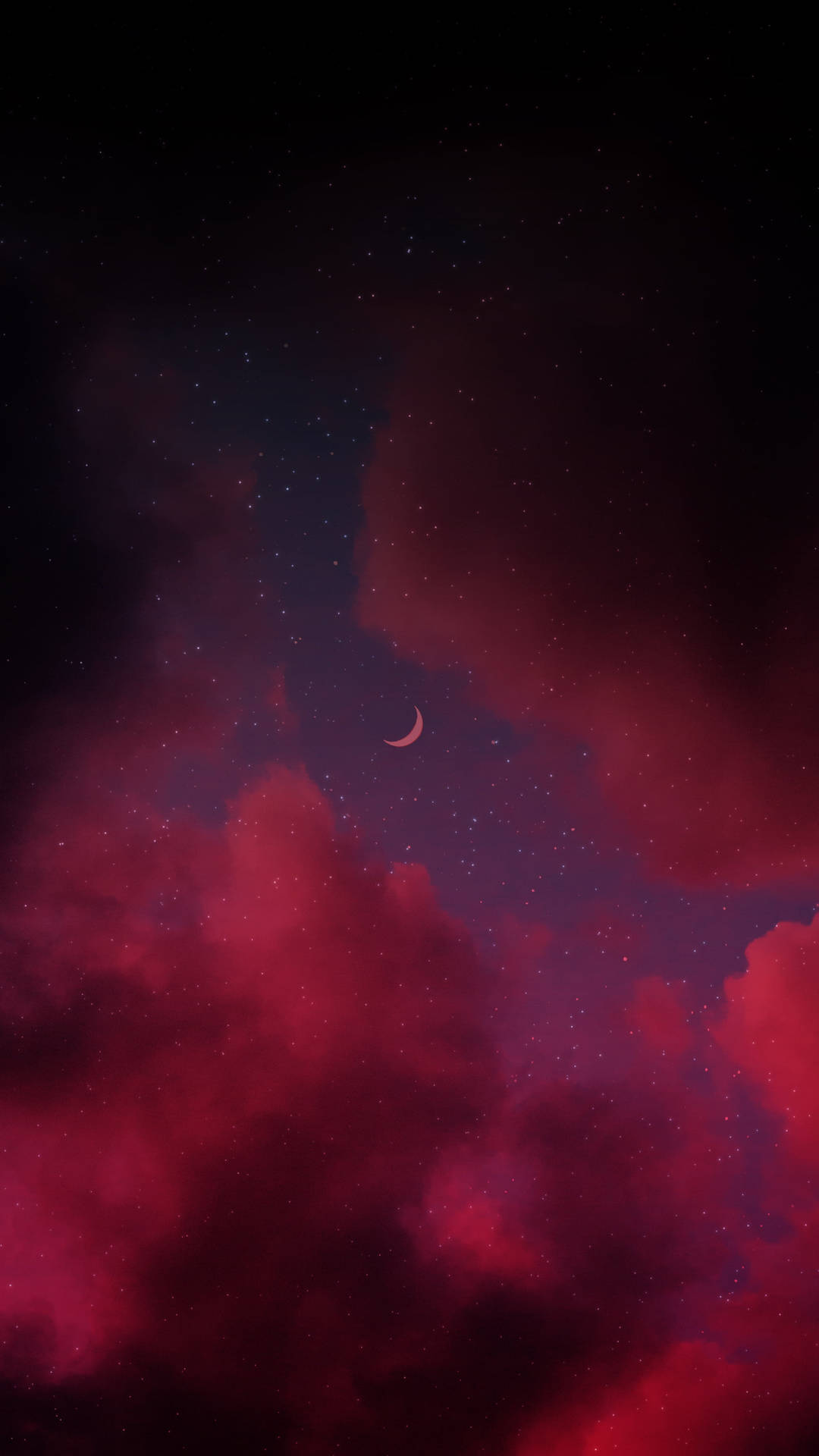Luna Creciente Roja Noche Estrellada — Luna Fondos de pantalla