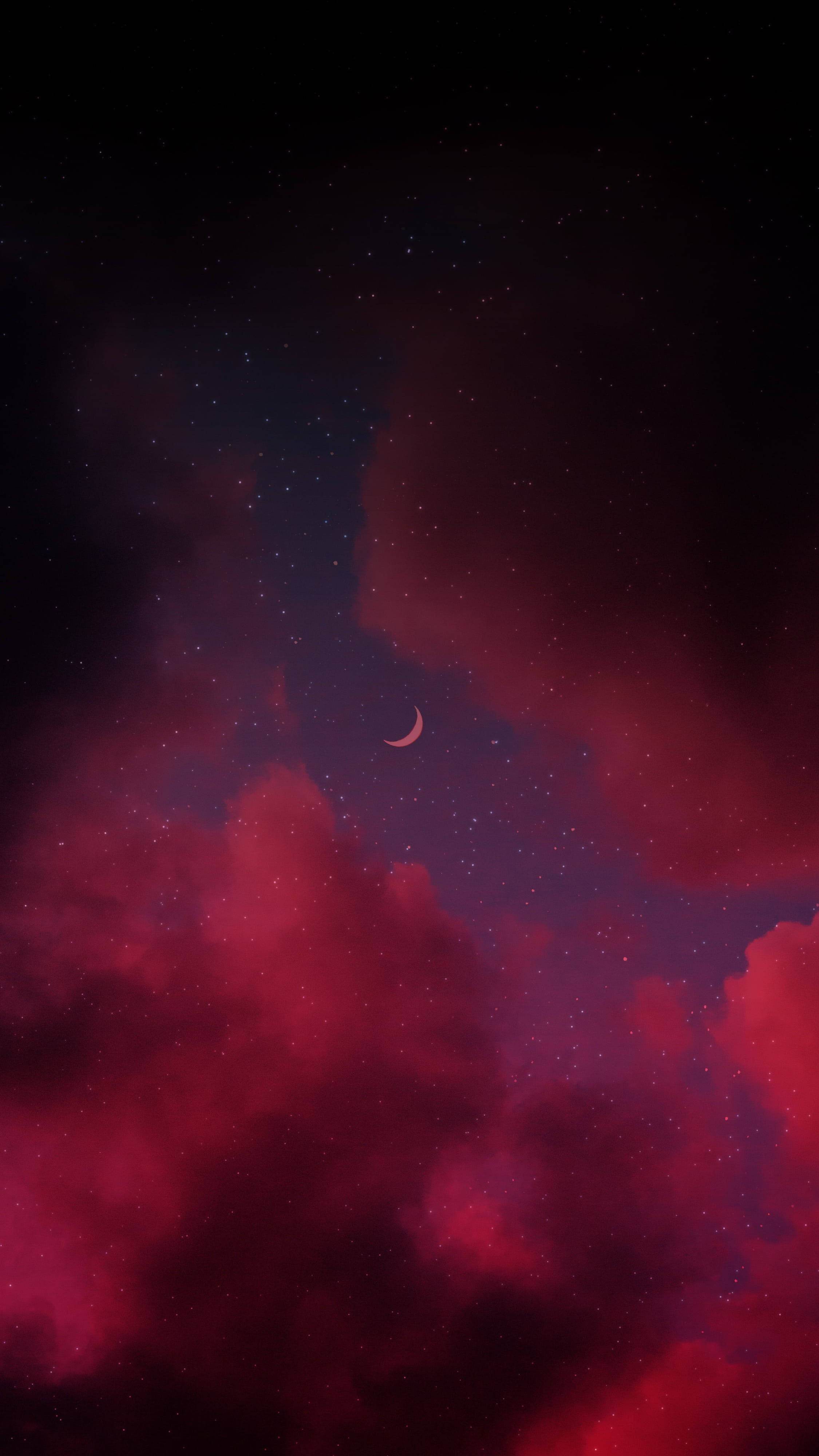 Luna Creciente Roja Noche Estrellada Fondos de pantalla