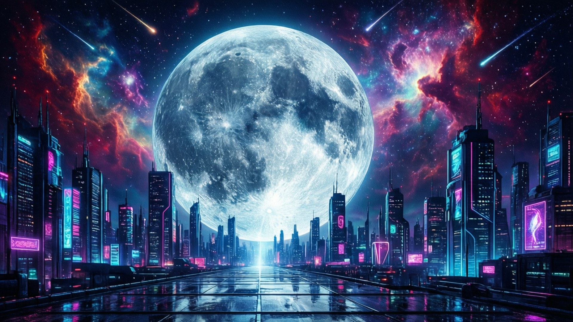 Luna de Ciudad Neón Fondos de pantalla