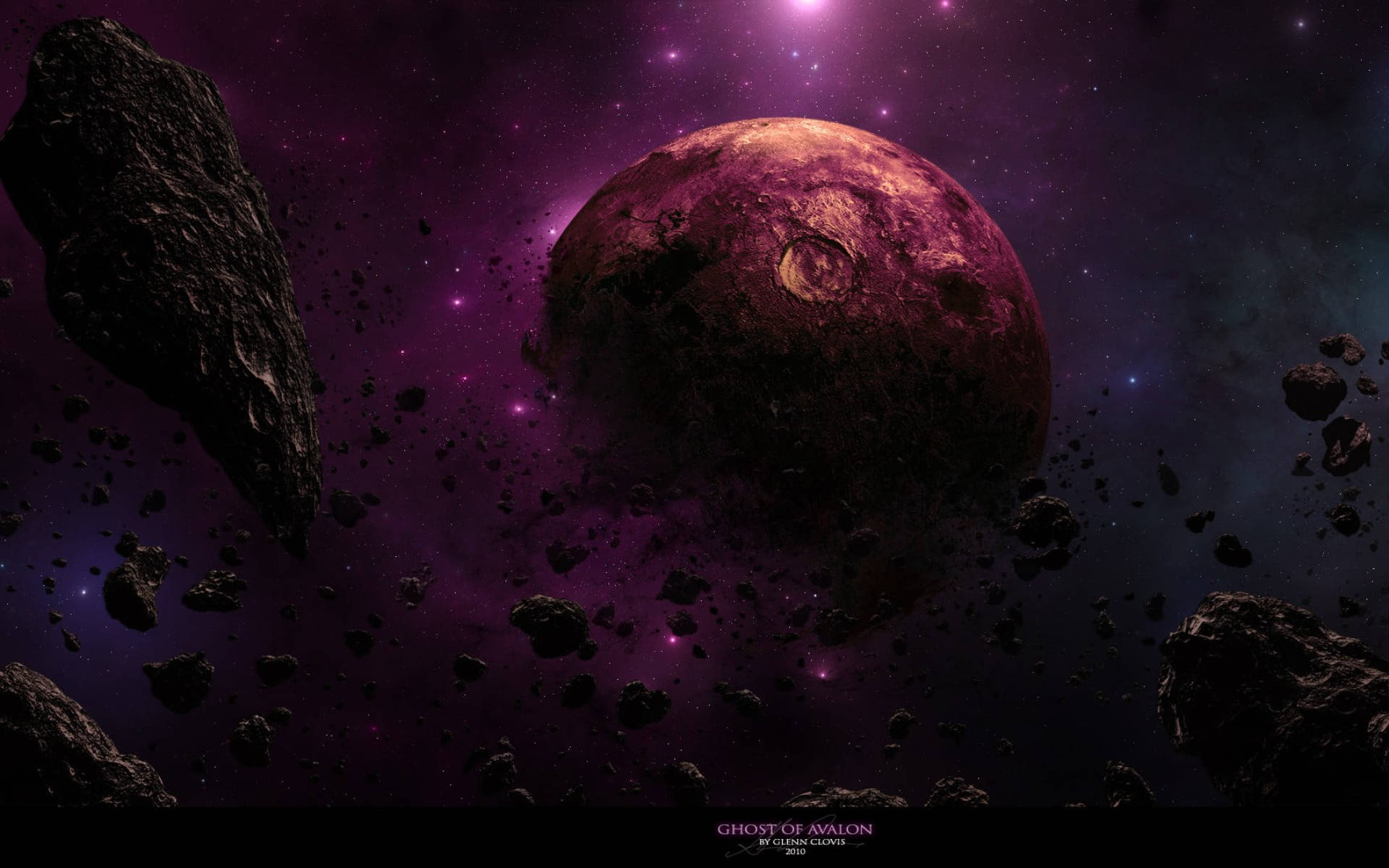 Luna de Galaxia Púrpura con Obturador Fondos de pantalla