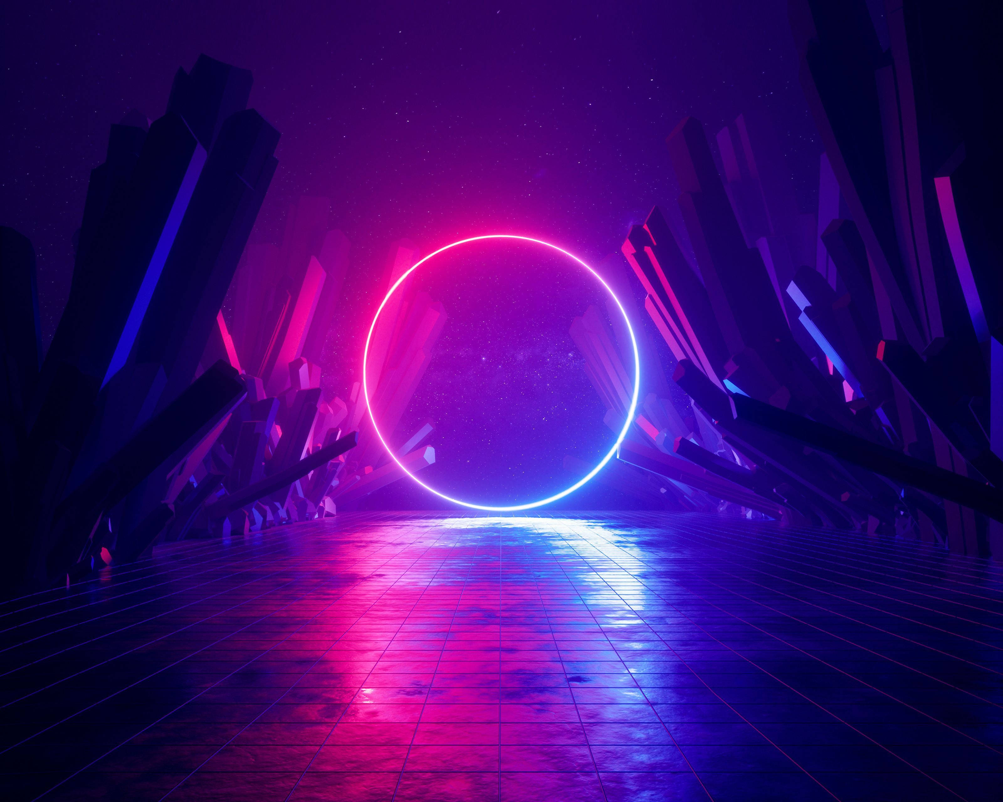 Luna de neón de ciencia ficción Fondos de pantalla