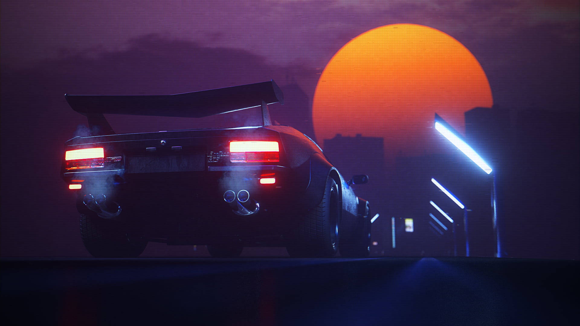 Luna de Neón Retro Wave Fondos de pantalla