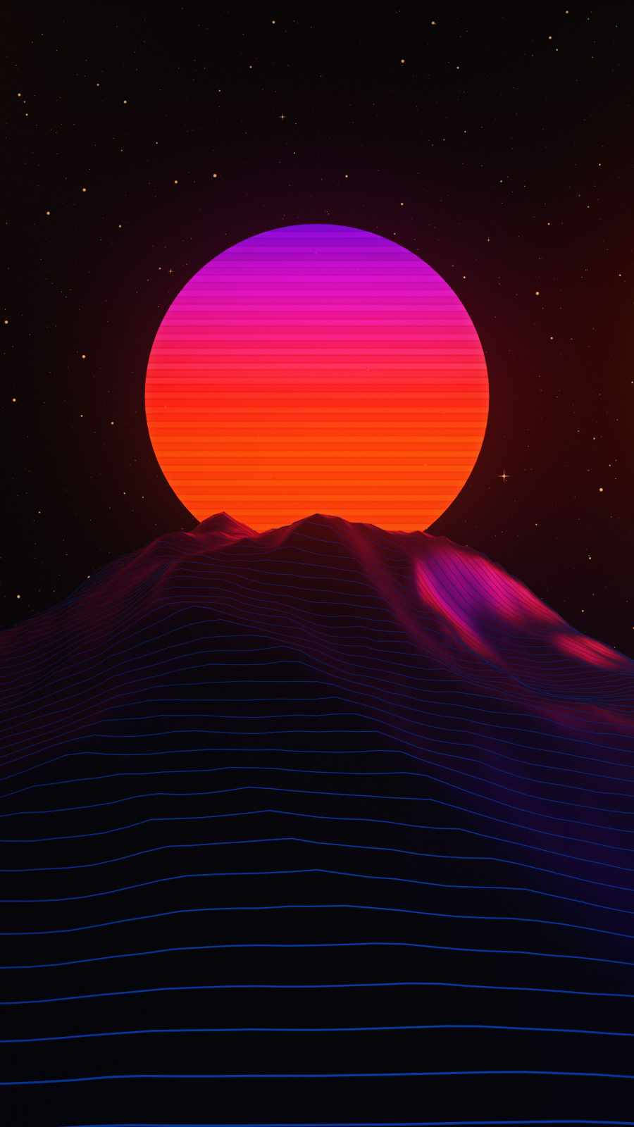 Luna de neón synth-wave Fondos de pantalla